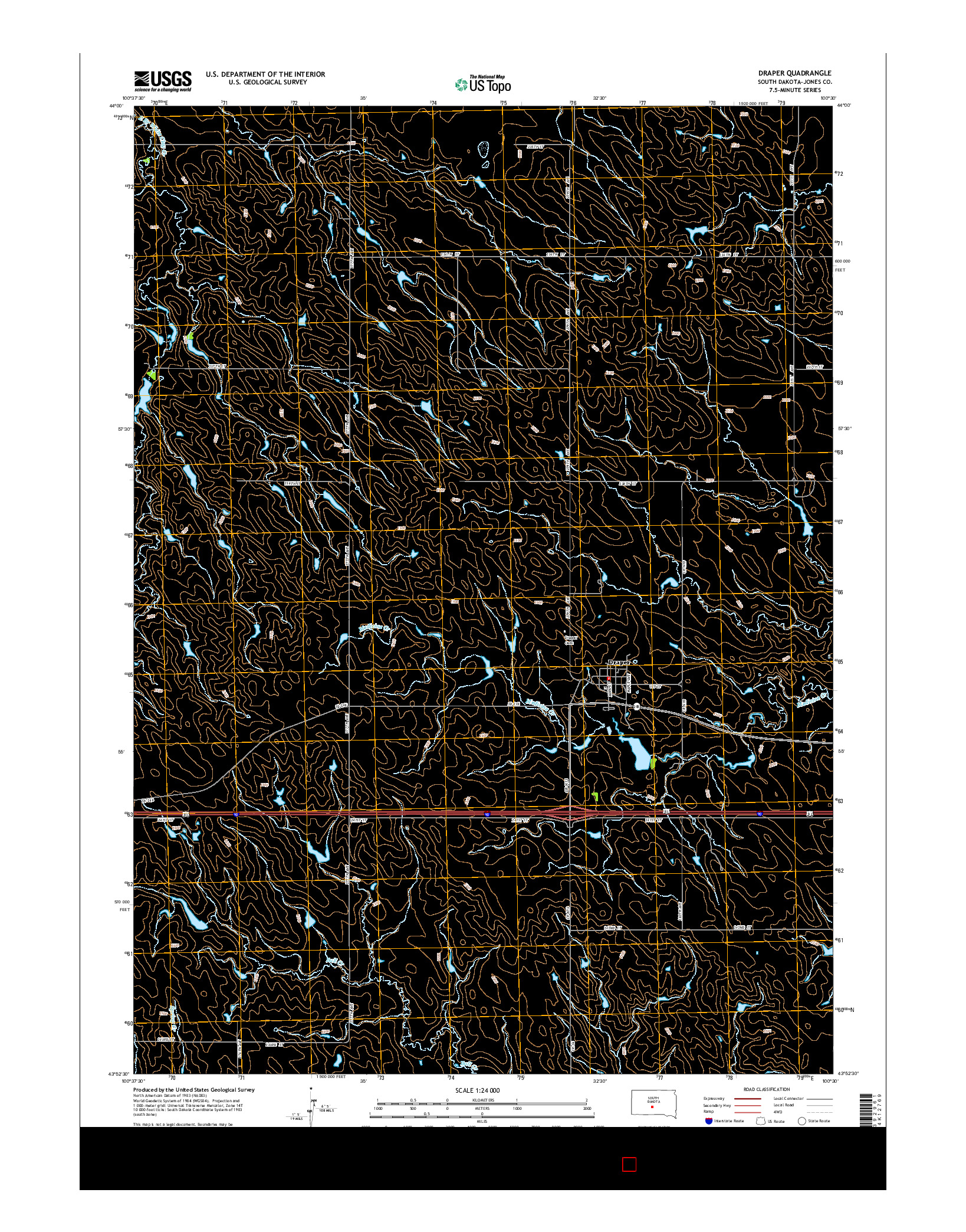 USGS US TOPO 7.5-MINUTE MAP FOR DRAPER, SD 2015