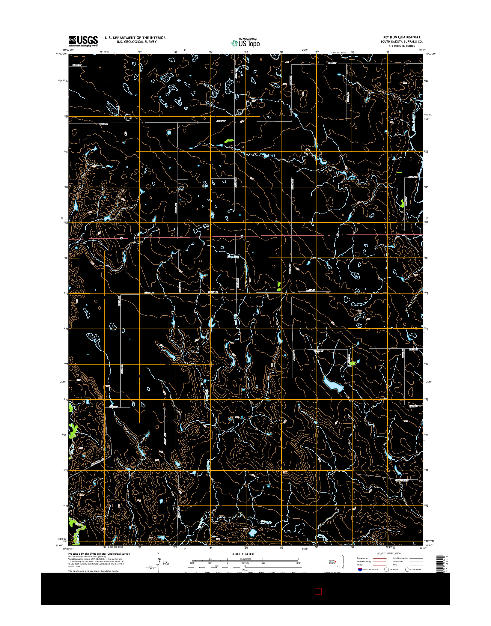 USGS US TOPO 7.5-MINUTE MAP FOR DRY RUN, SD 2015