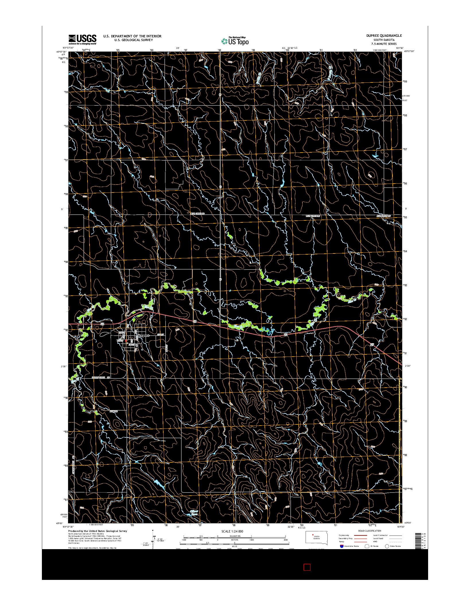 USGS US TOPO 7.5-MINUTE MAP FOR DUPREE, SD 2015