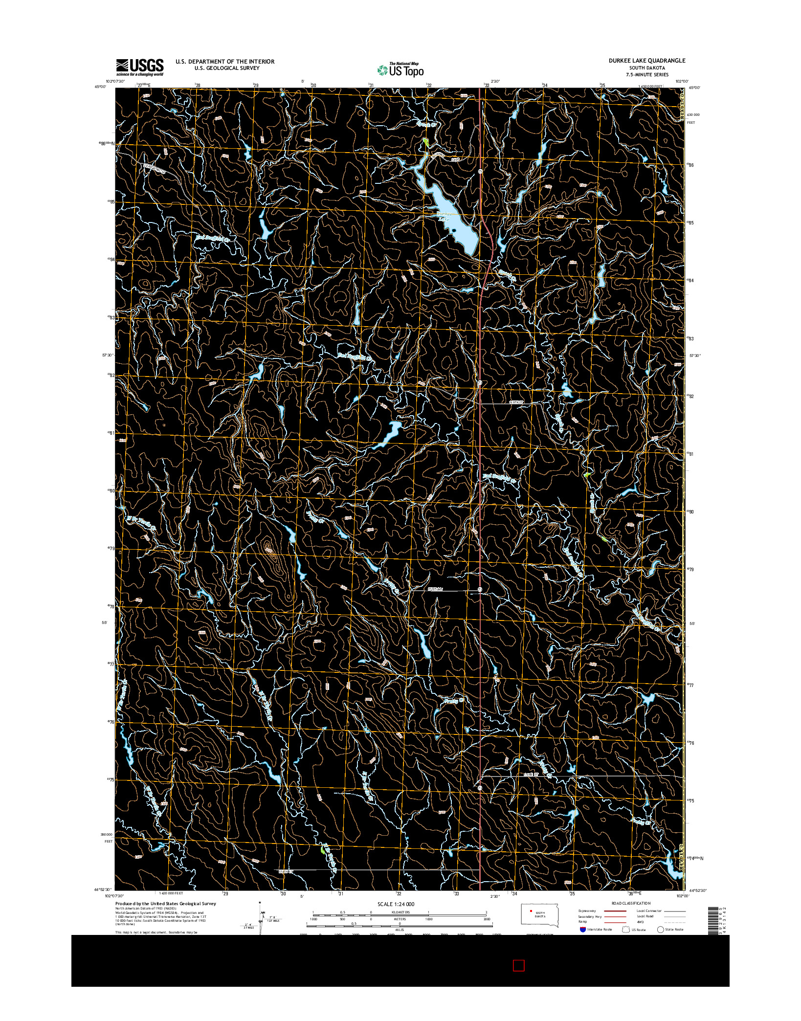 USGS US TOPO 7.5-MINUTE MAP FOR DURKEE LAKE, SD 2015