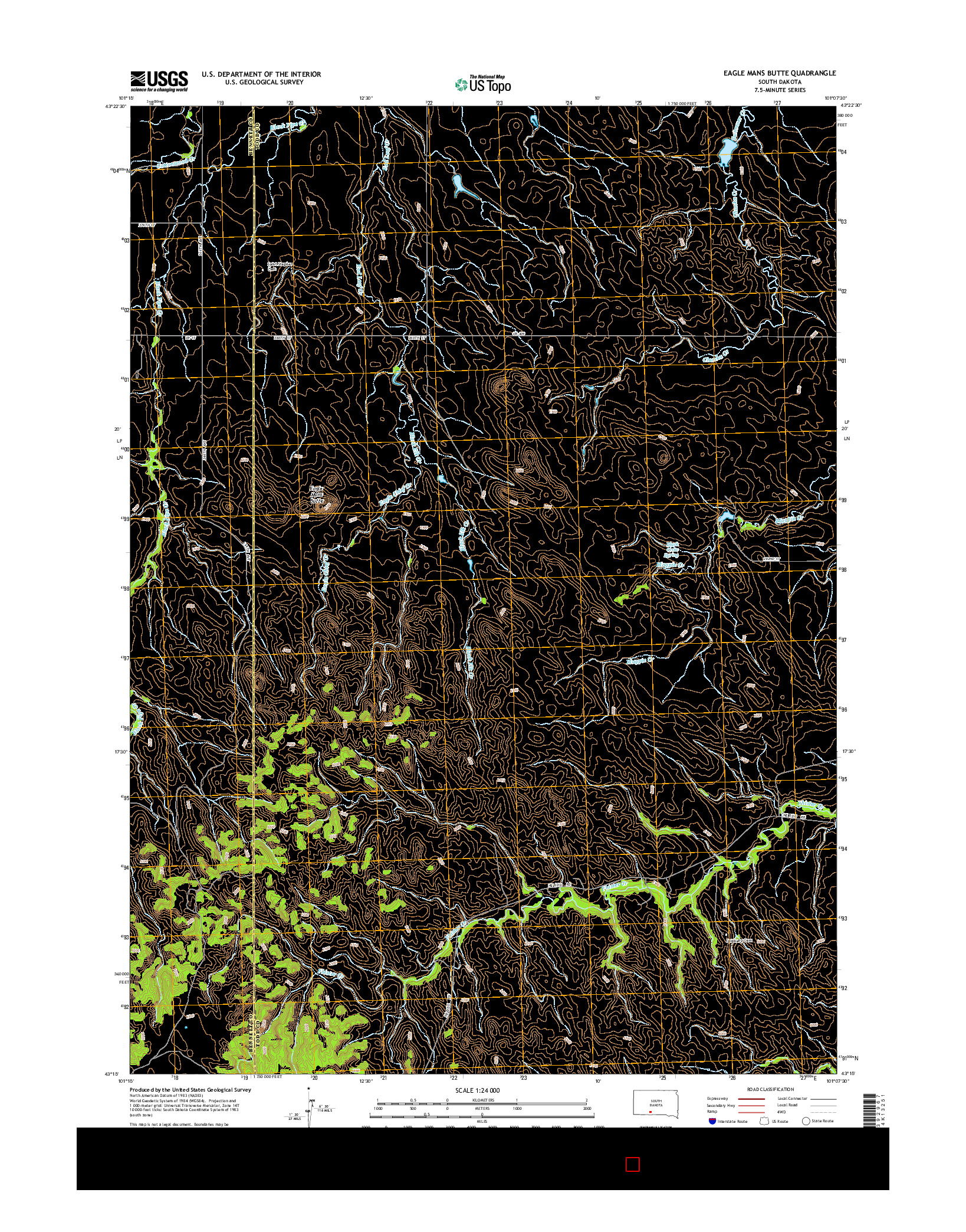 USGS US TOPO 7.5-MINUTE MAP FOR EAGLE MANS BUTTE, SD 2015