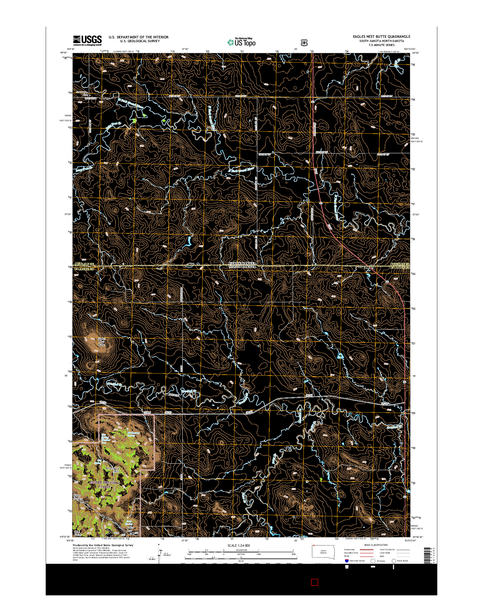 USGS US TOPO 7.5-MINUTE MAP FOR EAGLES NEST BUTTE, SD-ND 2015