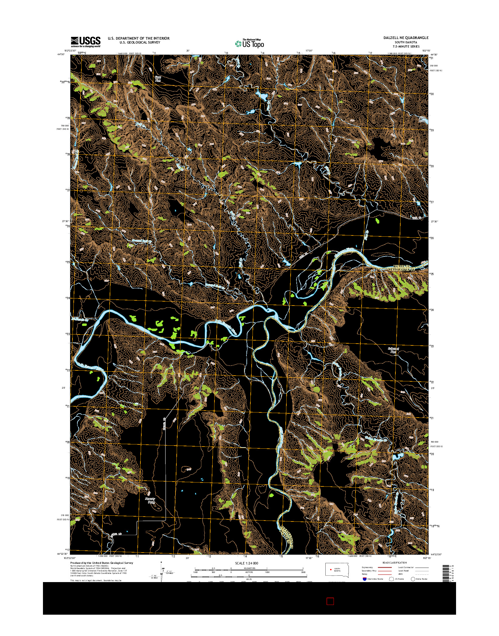 USGS US TOPO 7.5-MINUTE MAP FOR DALZELL NE, SD 2015