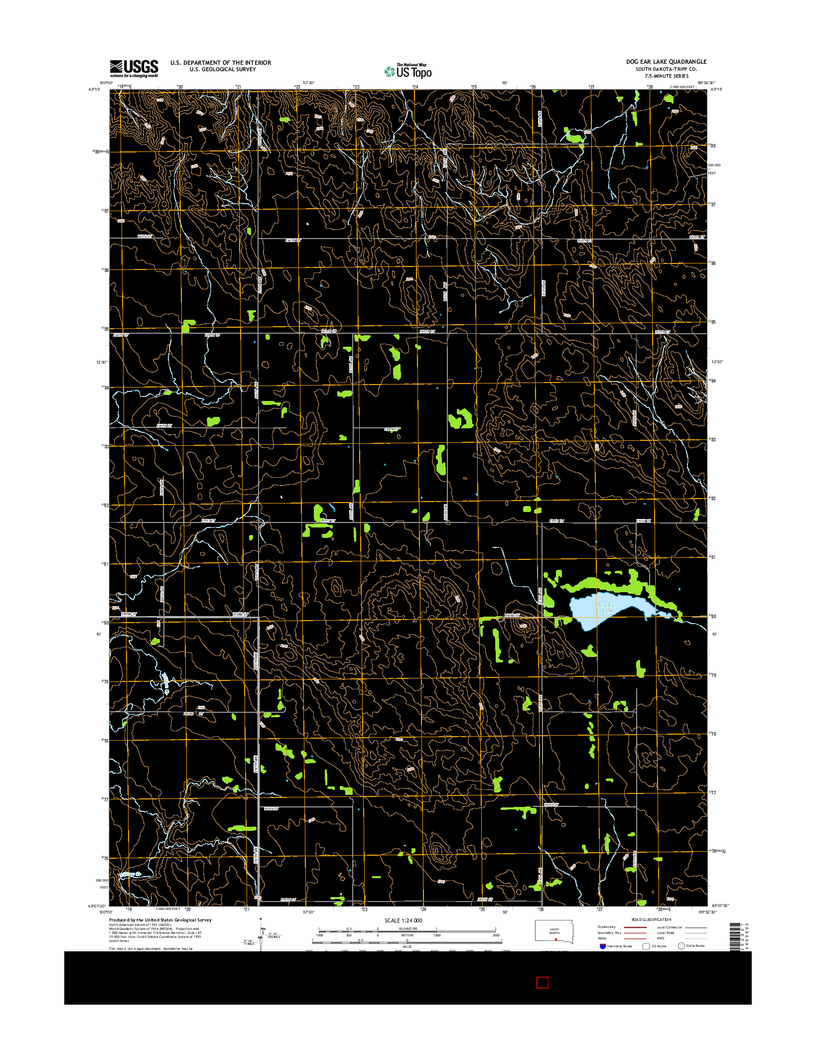 USGS US TOPO 7.5-MINUTE MAP FOR DOG EAR LAKE, SD 2015