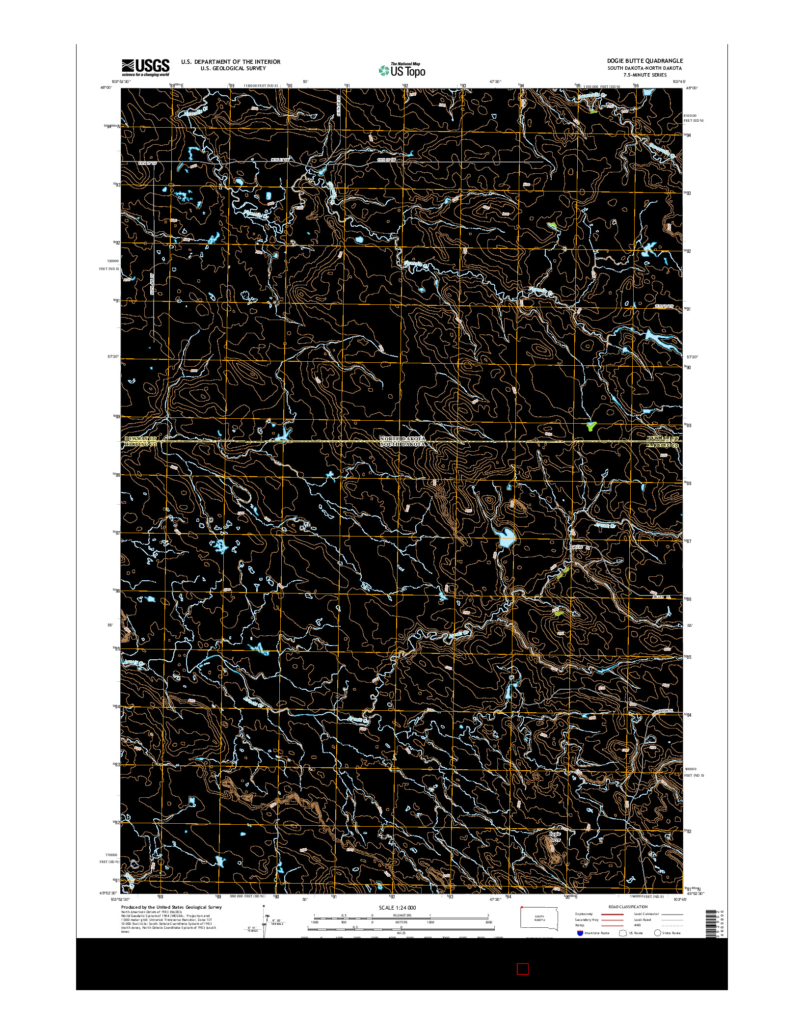 USGS US TOPO 7.5-MINUTE MAP FOR DOGIE BUTTE, SD-ND 2015