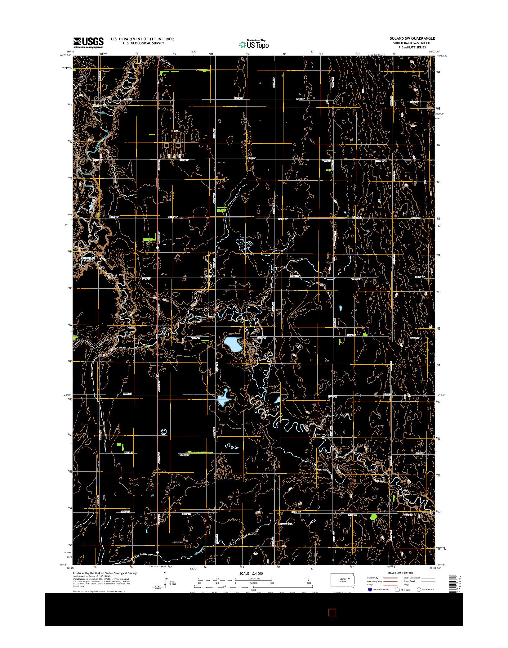 USGS US TOPO 7.5-MINUTE MAP FOR DOLAND SW, SD 2015