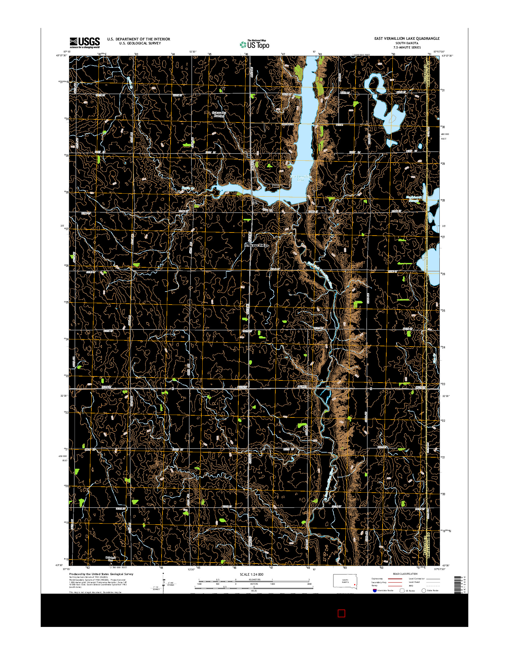 USGS US TOPO 7.5-MINUTE MAP FOR EAST VERMILLION LAKE, SD 2015