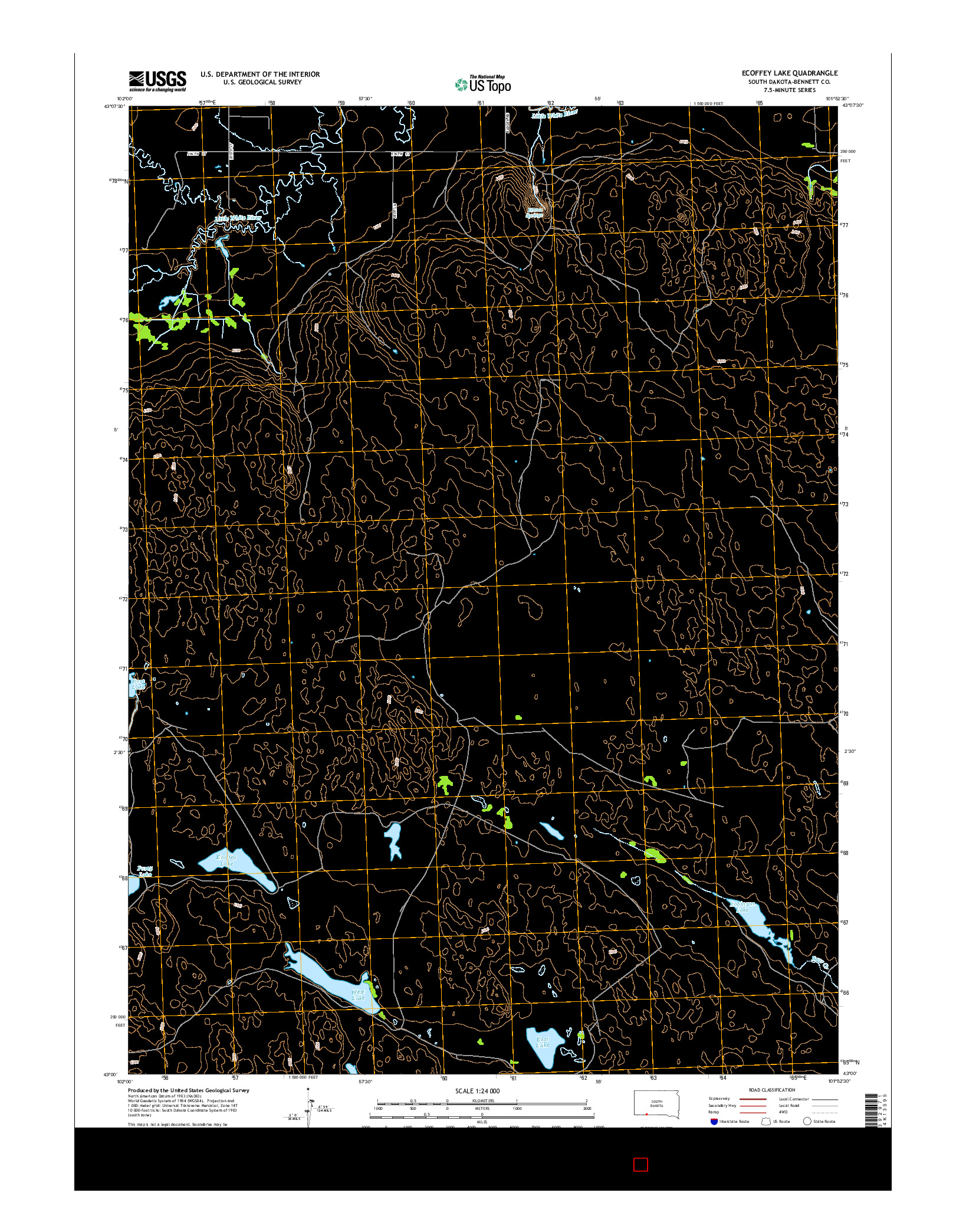 USGS US TOPO 7.5-MINUTE MAP FOR ECOFFEY LAKE, SD 2015