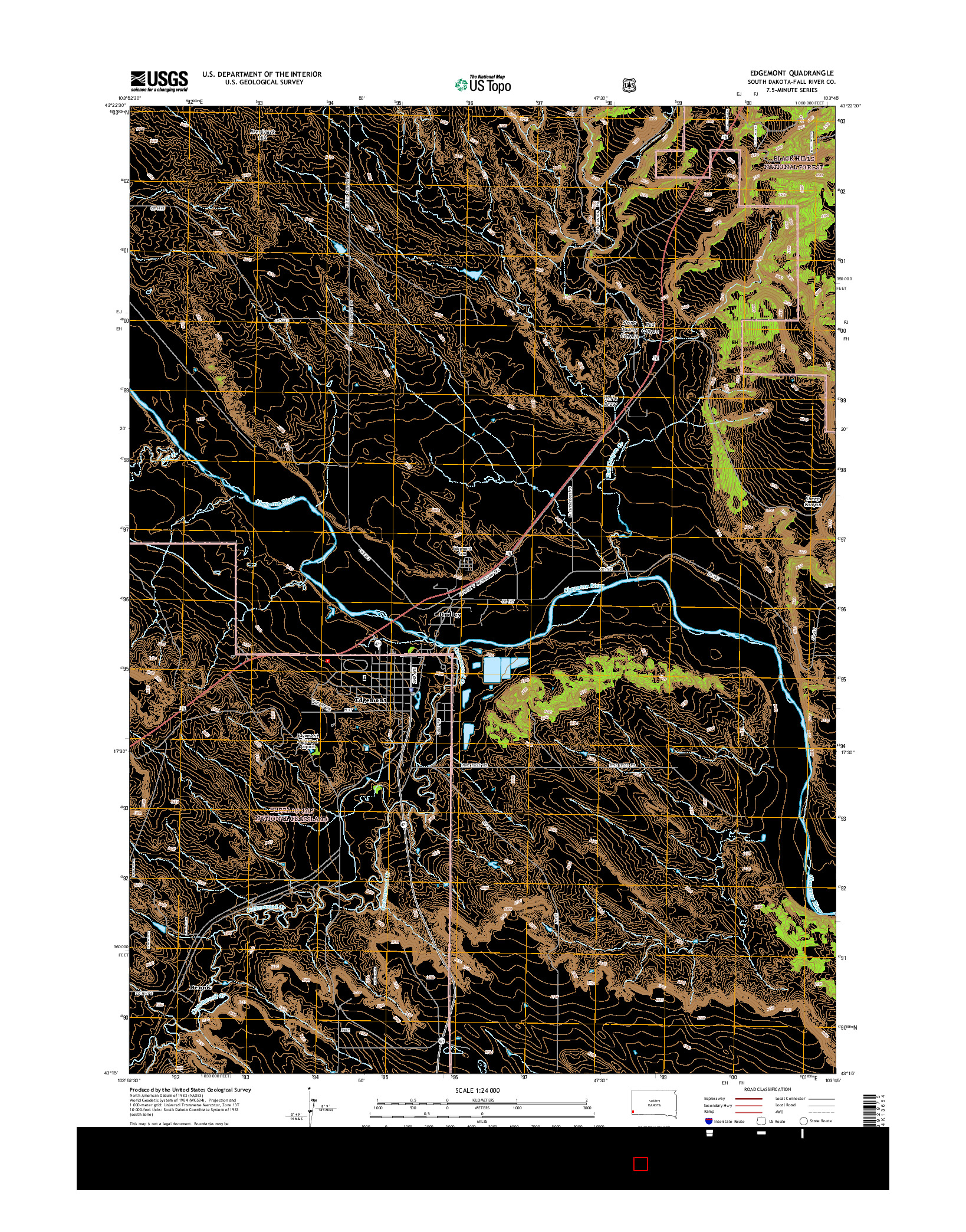 USGS US TOPO 7.5-MINUTE MAP FOR EDGEMONT, SD 2015