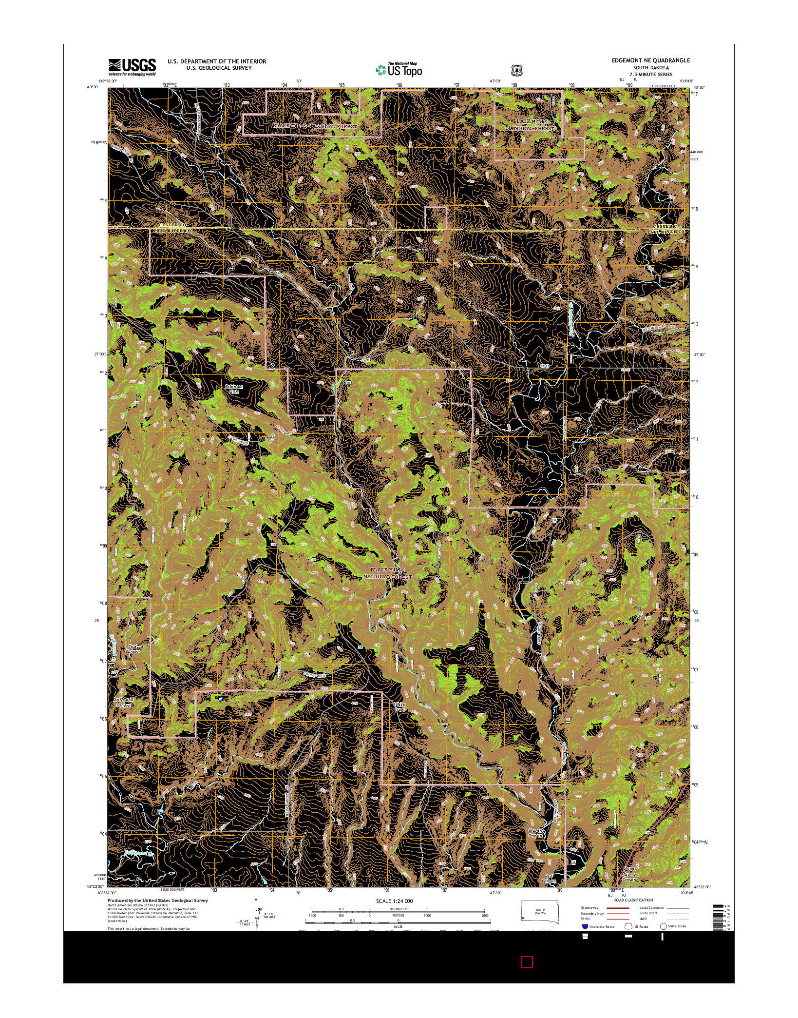 USGS US TOPO 7.5-MINUTE MAP FOR EDGEMONT NE, SD 2015