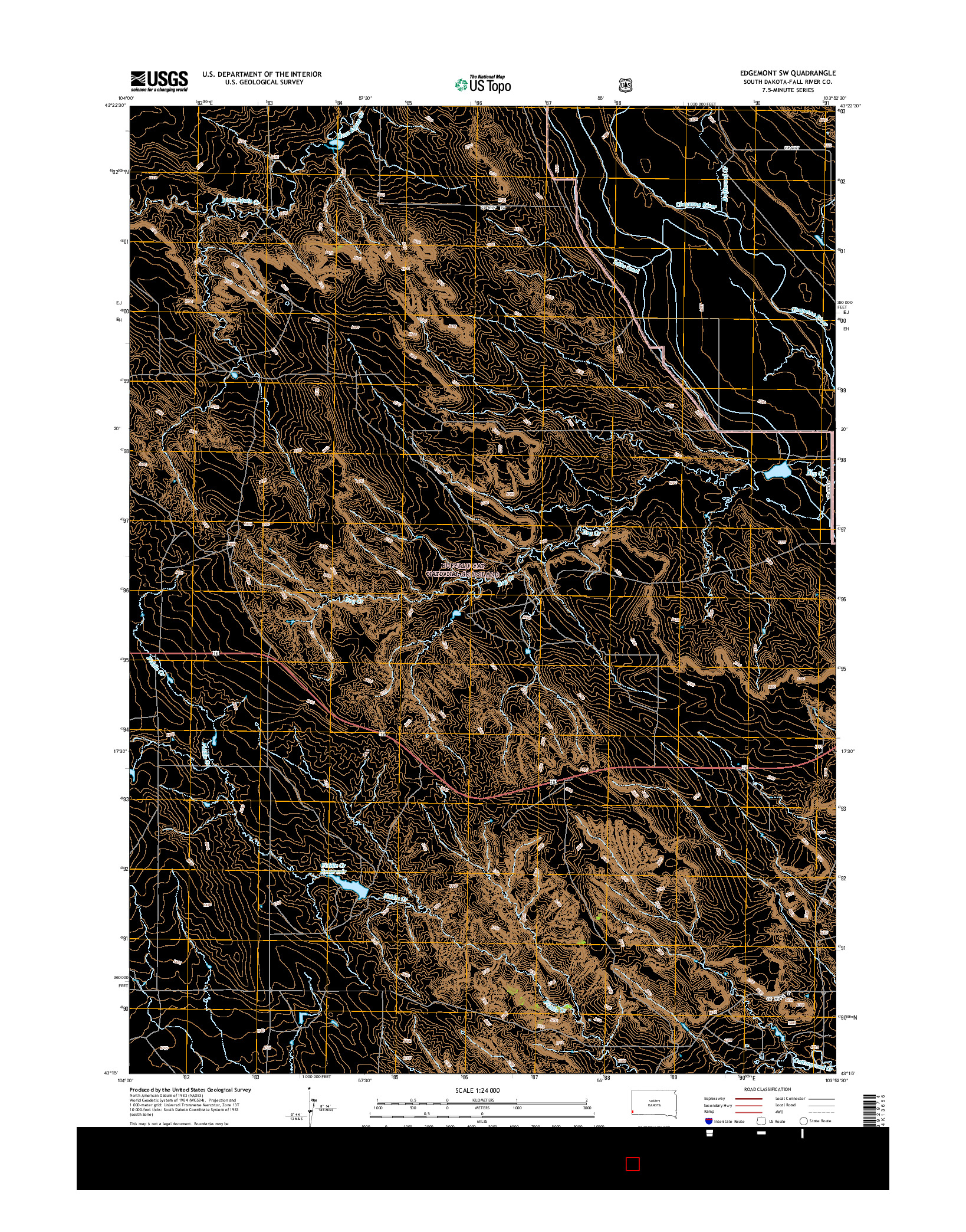 USGS US TOPO 7.5-MINUTE MAP FOR EDGEMONT SW, SD 2015