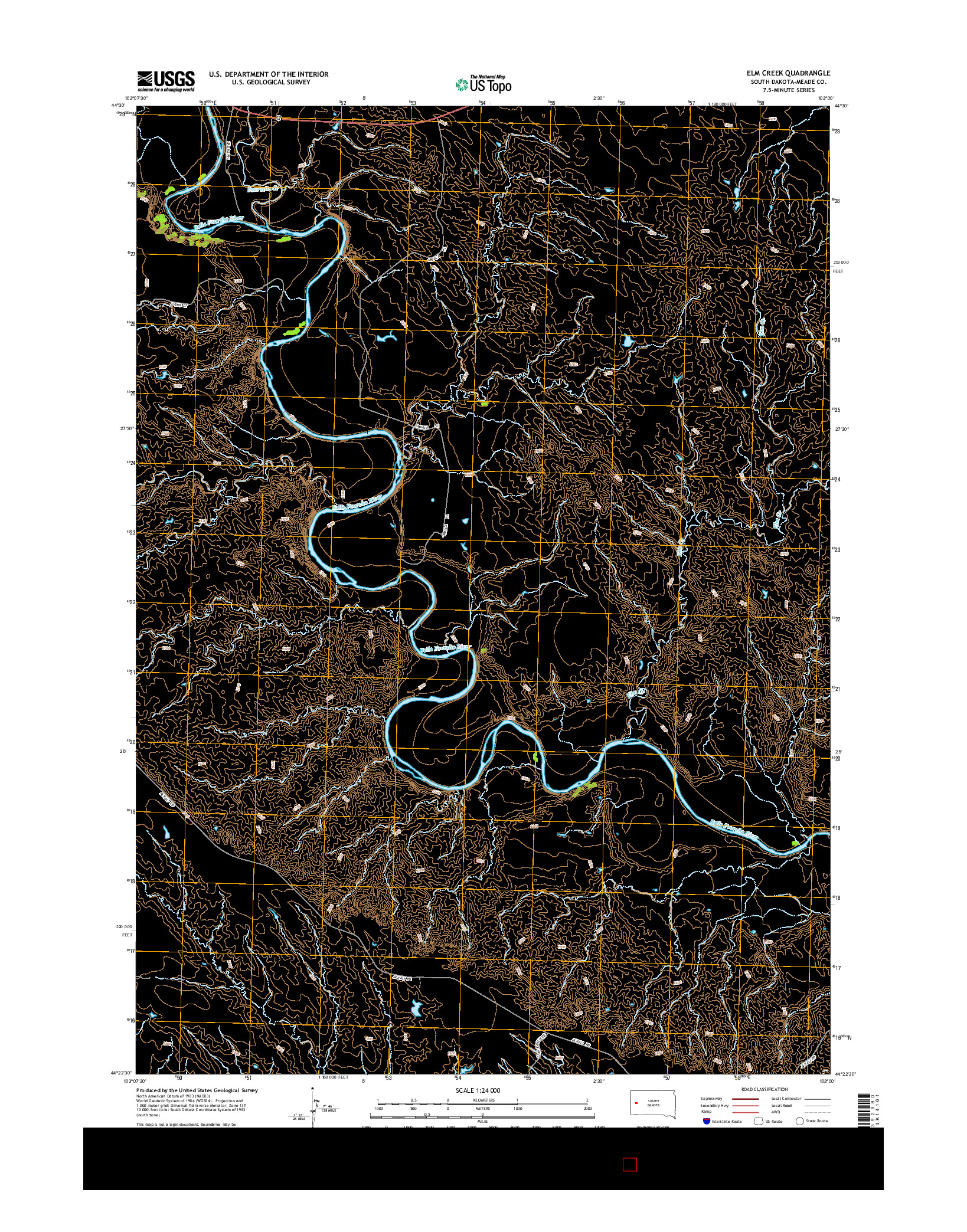 USGS US TOPO 7.5-MINUTE MAP FOR ELM CREEK, SD 2015
