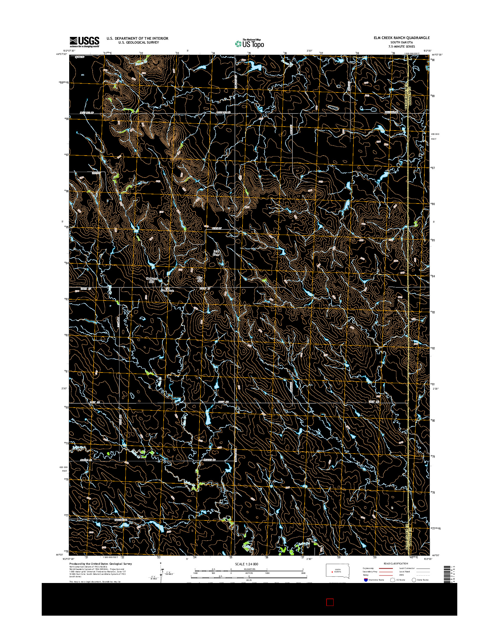 USGS US TOPO 7.5-MINUTE MAP FOR ELM CREEK RANCH, SD 2015