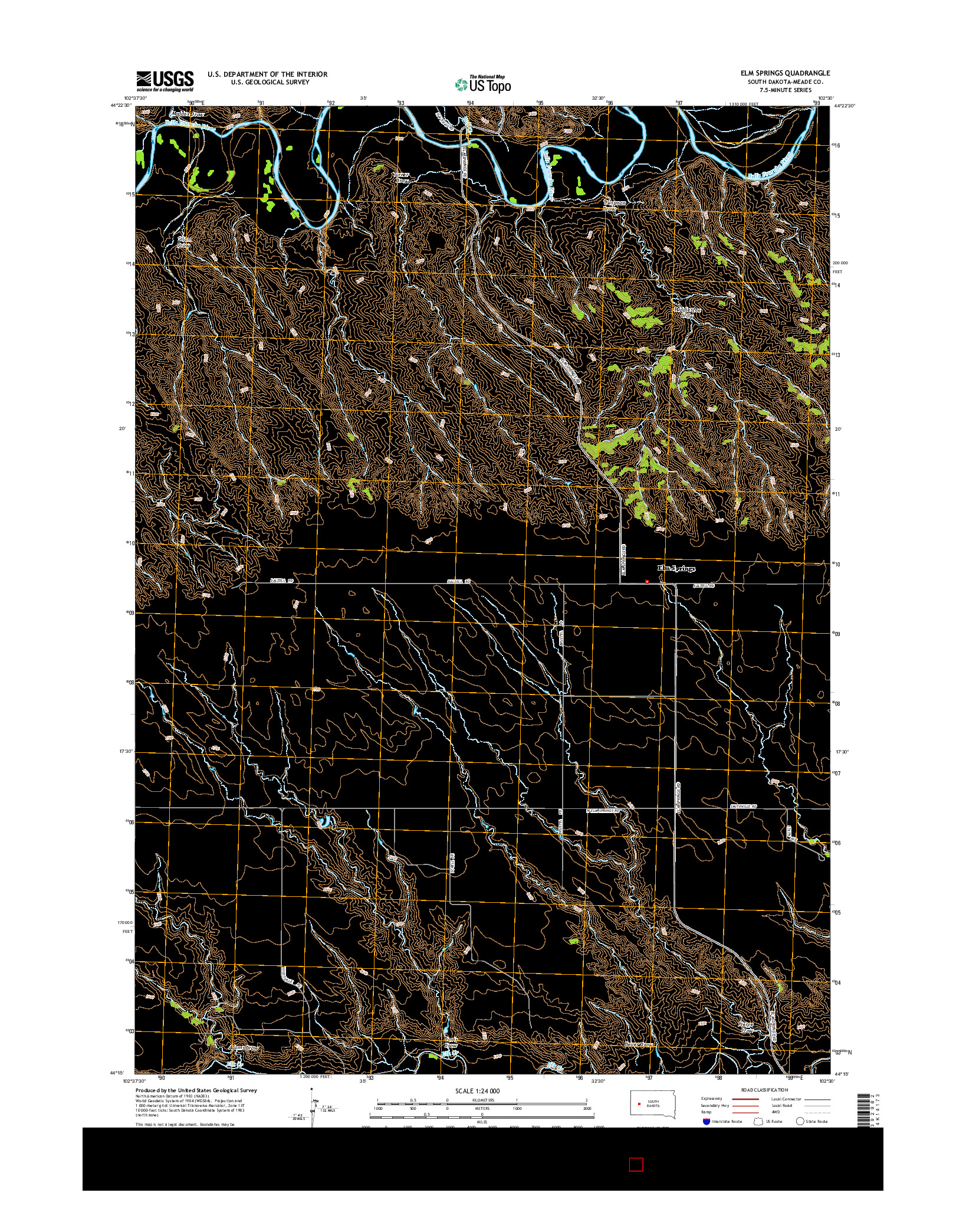 USGS US TOPO 7.5-MINUTE MAP FOR ELM SPRINGS, SD 2015