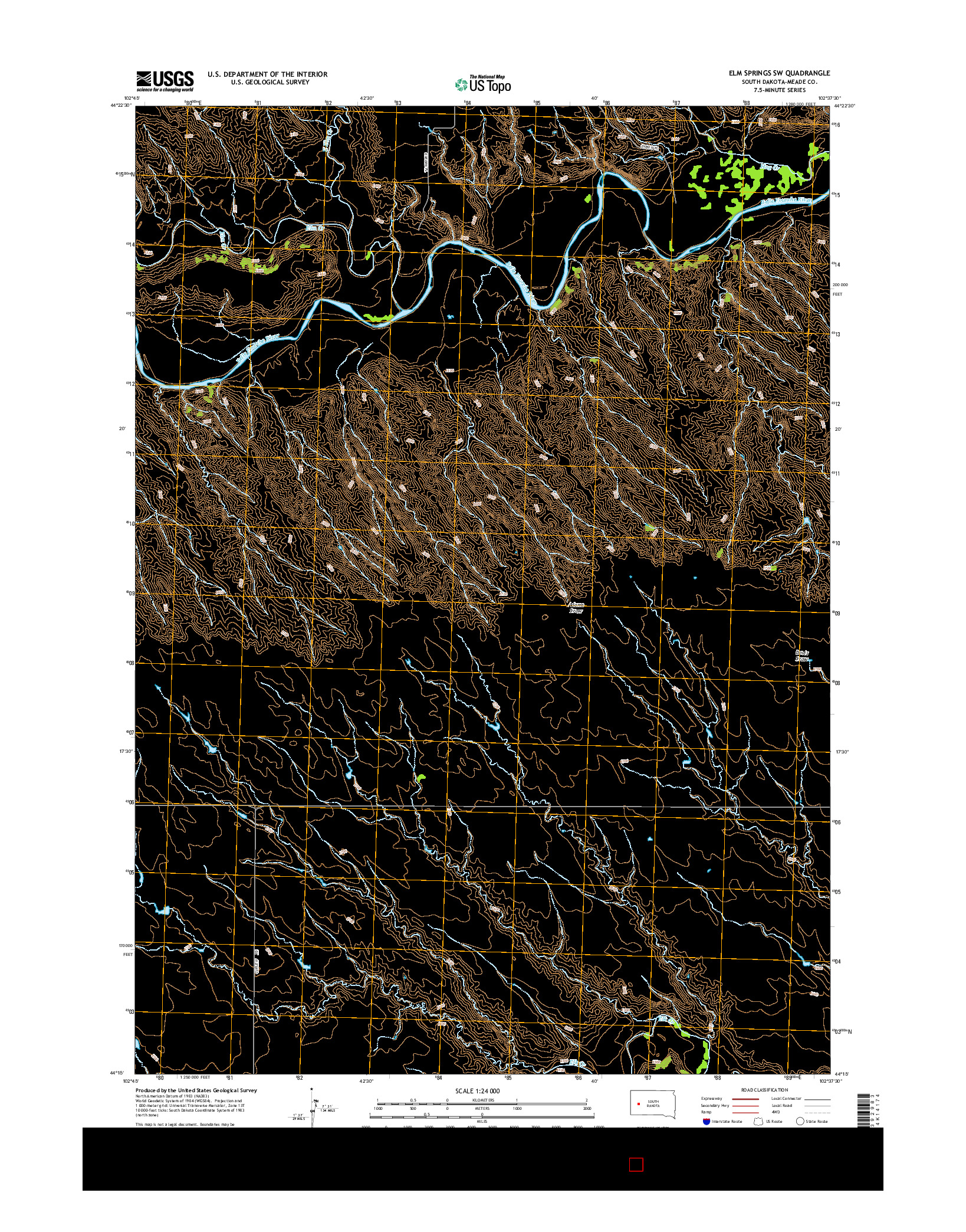 USGS US TOPO 7.5-MINUTE MAP FOR ELM SPRINGS SW, SD 2015