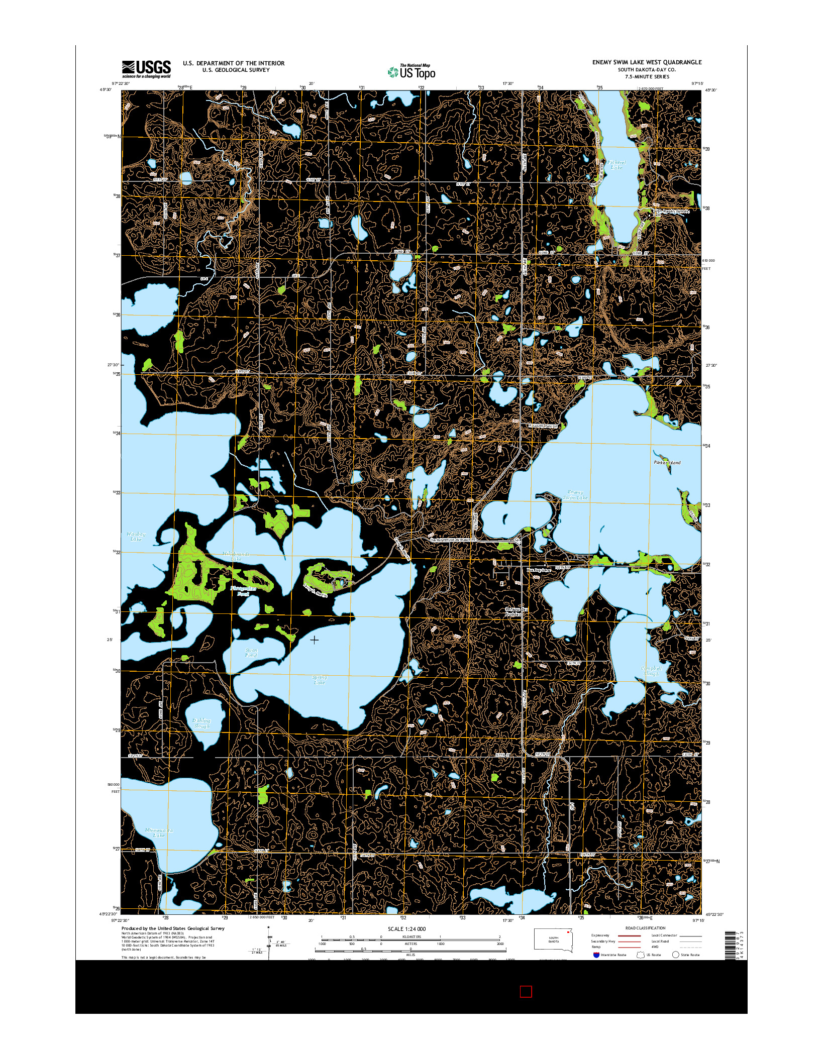 USGS US TOPO 7.5-MINUTE MAP FOR ENEMY SWIM LAKE WEST, SD 2015