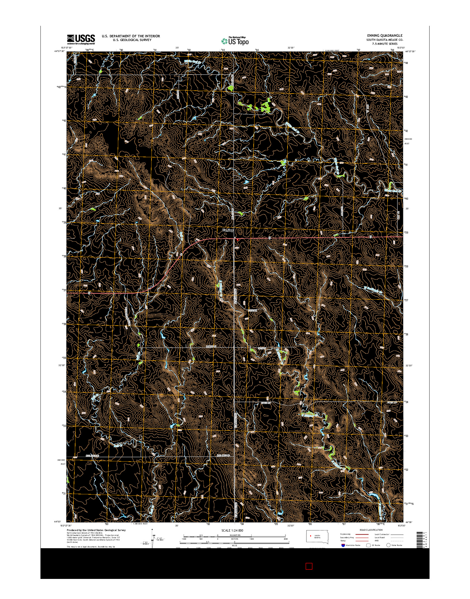 USGS US TOPO 7.5-MINUTE MAP FOR ENNING, SD 2015