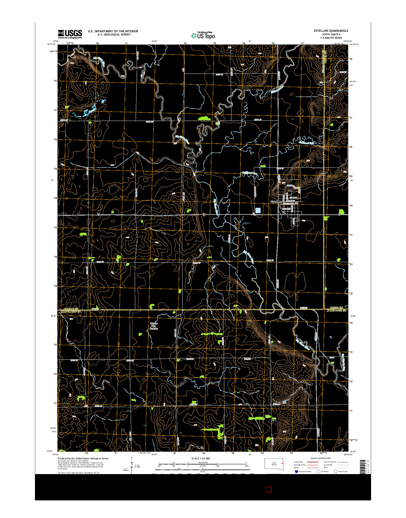 USGS US TOPO 7.5-MINUTE MAP FOR ESTELLINE, SD 2015