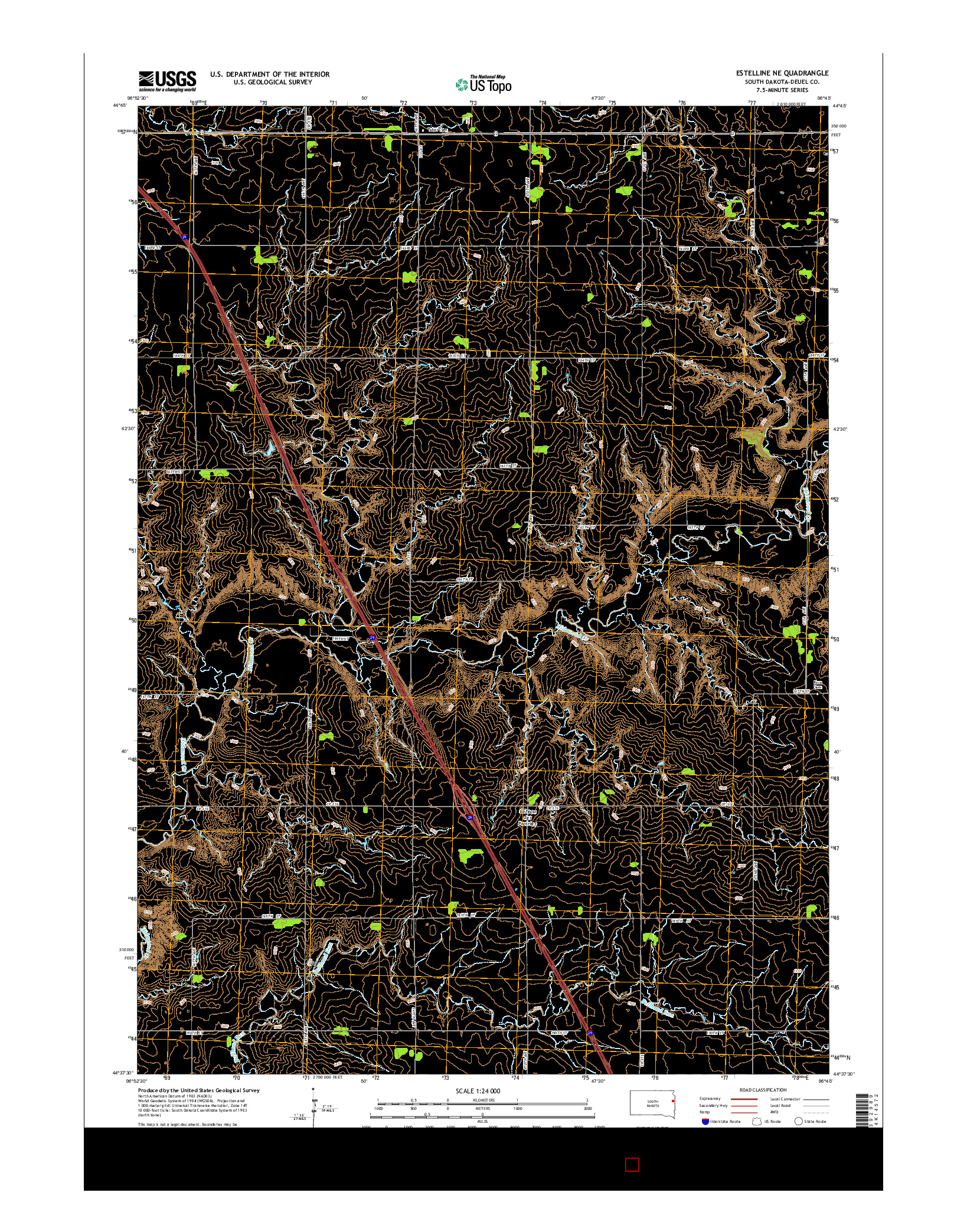 USGS US TOPO 7.5-MINUTE MAP FOR ESTELLINE NE, SD 2015