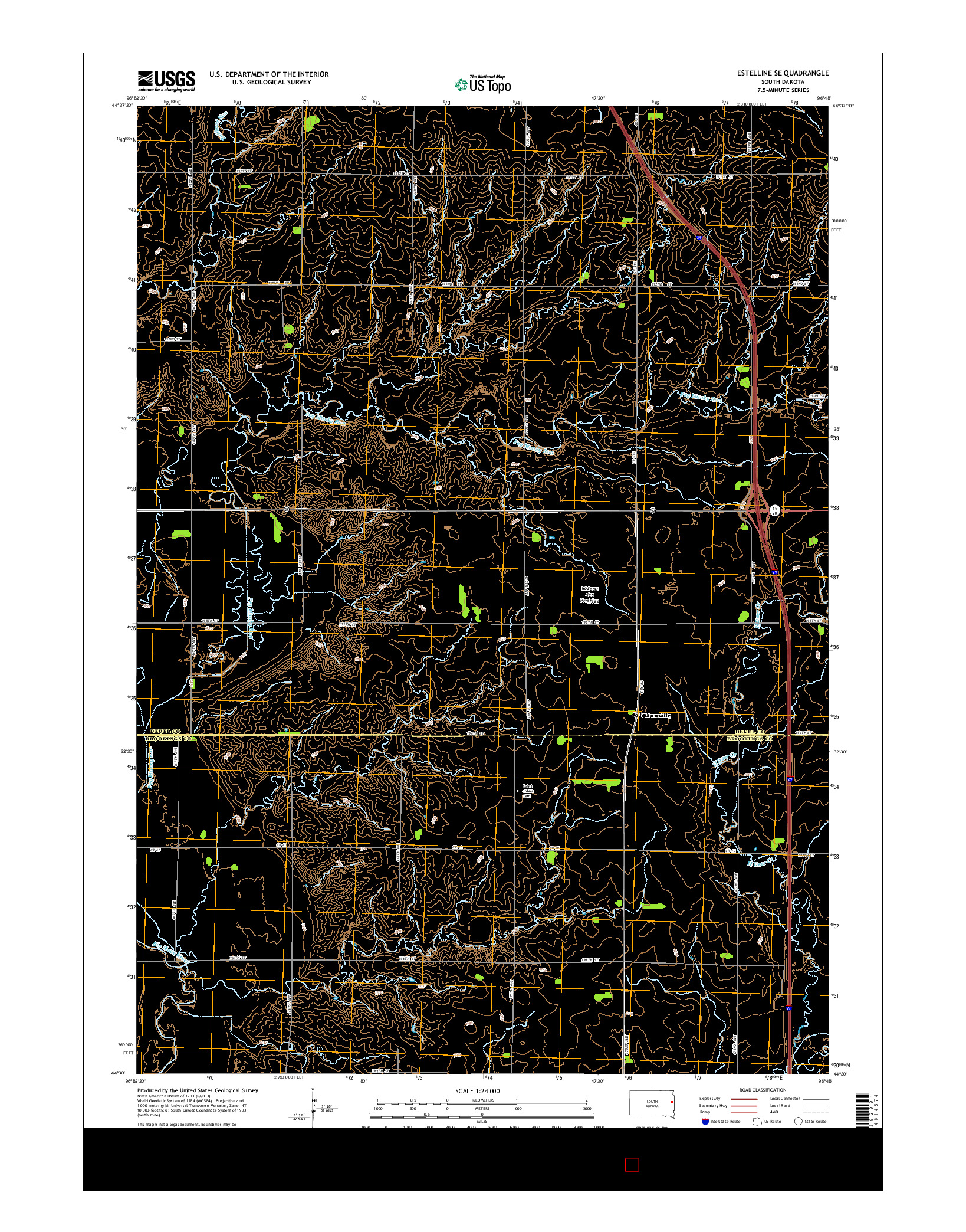USGS US TOPO 7.5-MINUTE MAP FOR ESTELLINE SE, SD 2015