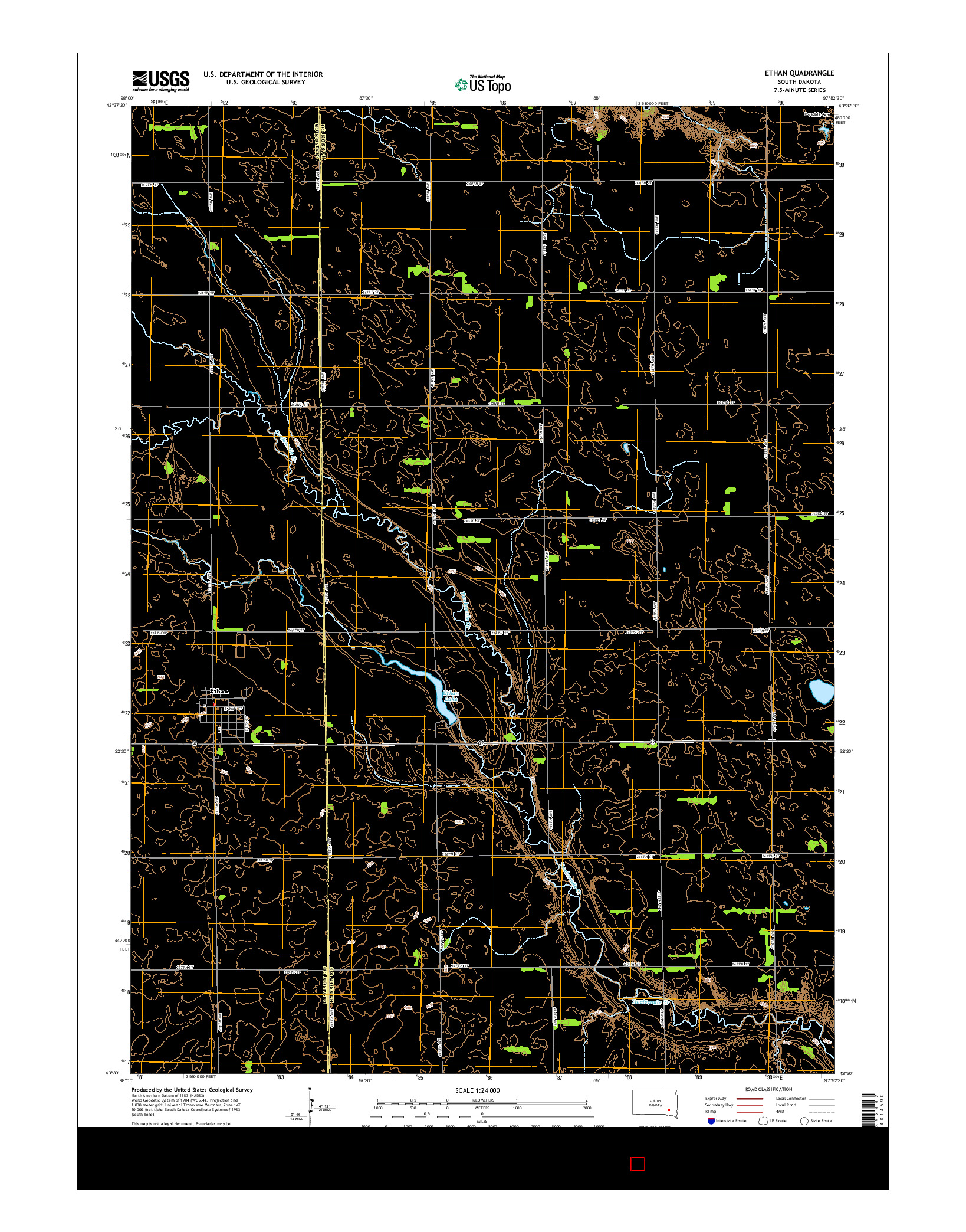 USGS US TOPO 7.5-MINUTE MAP FOR ETHAN, SD 2015