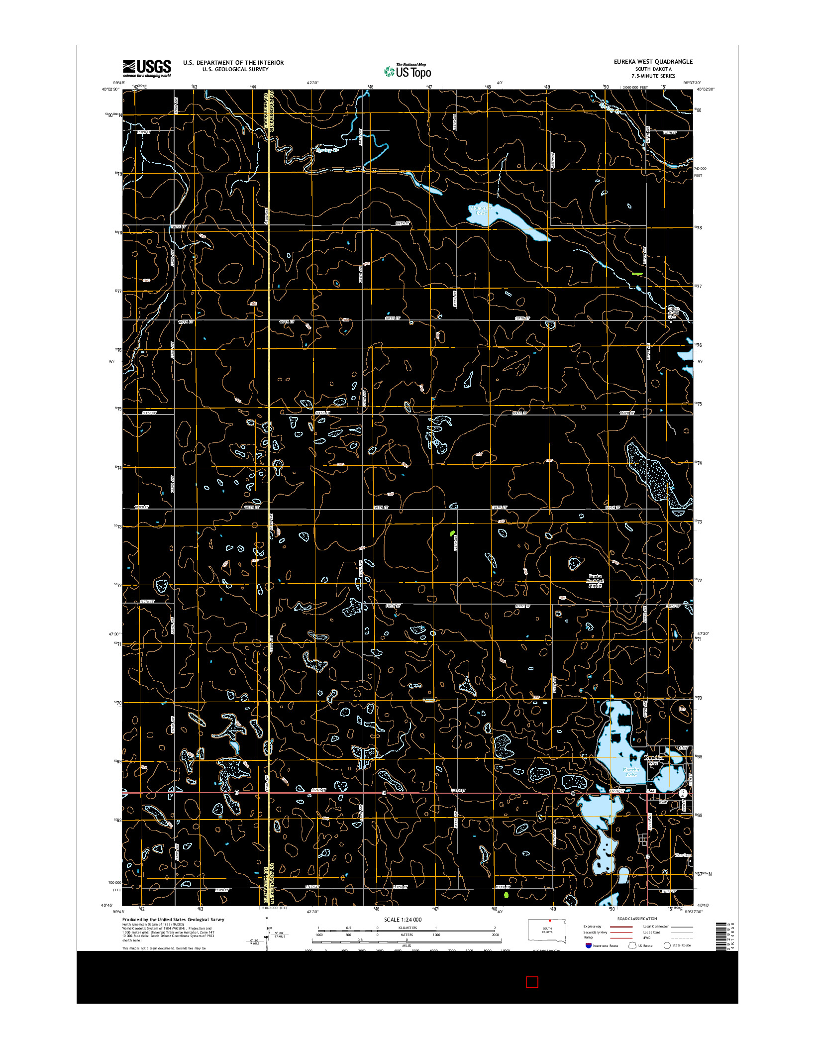 USGS US TOPO 7.5-MINUTE MAP FOR EUREKA WEST, SD 2015