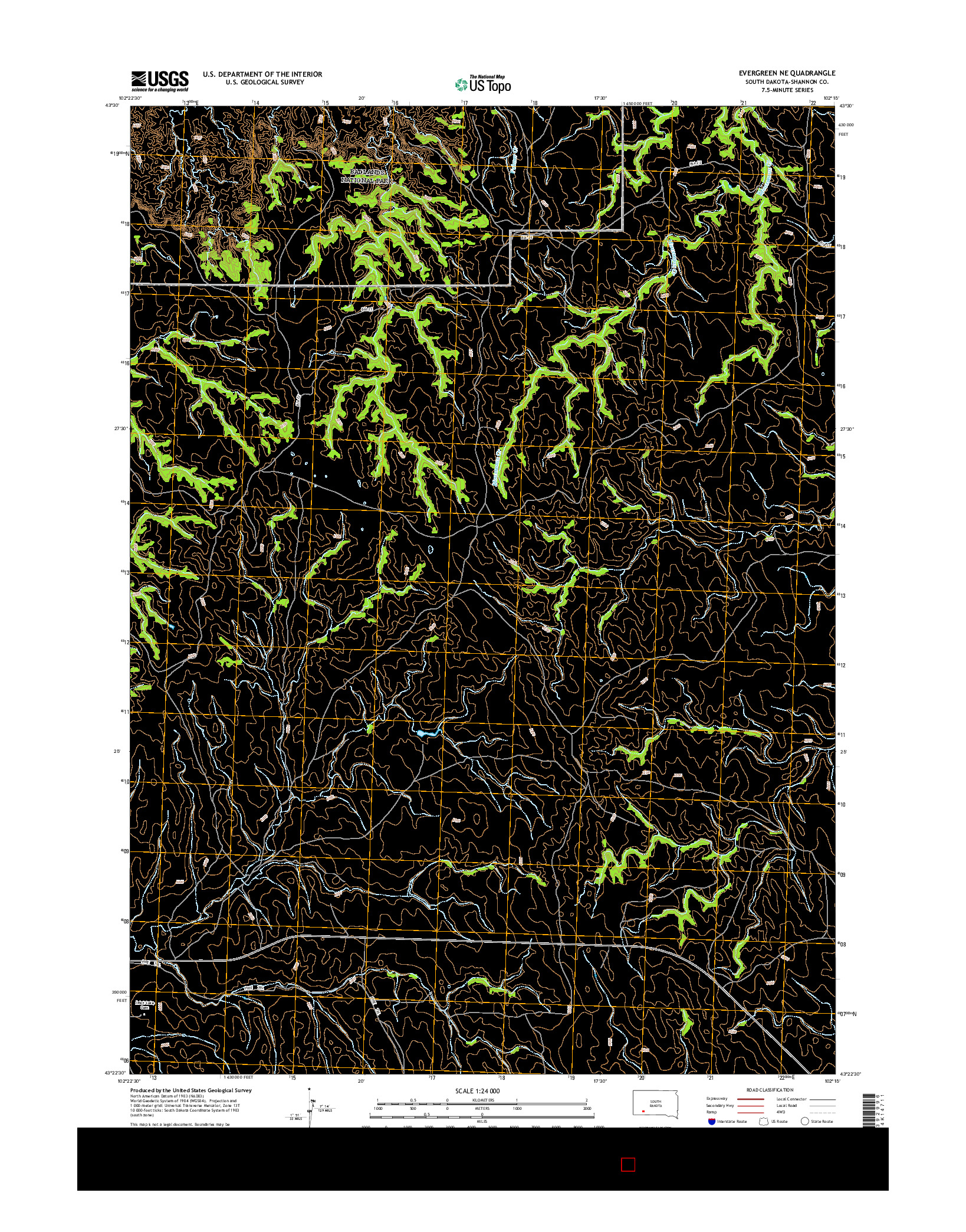 USGS US TOPO 7.5-MINUTE MAP FOR EVERGREEN NE, SD 2015