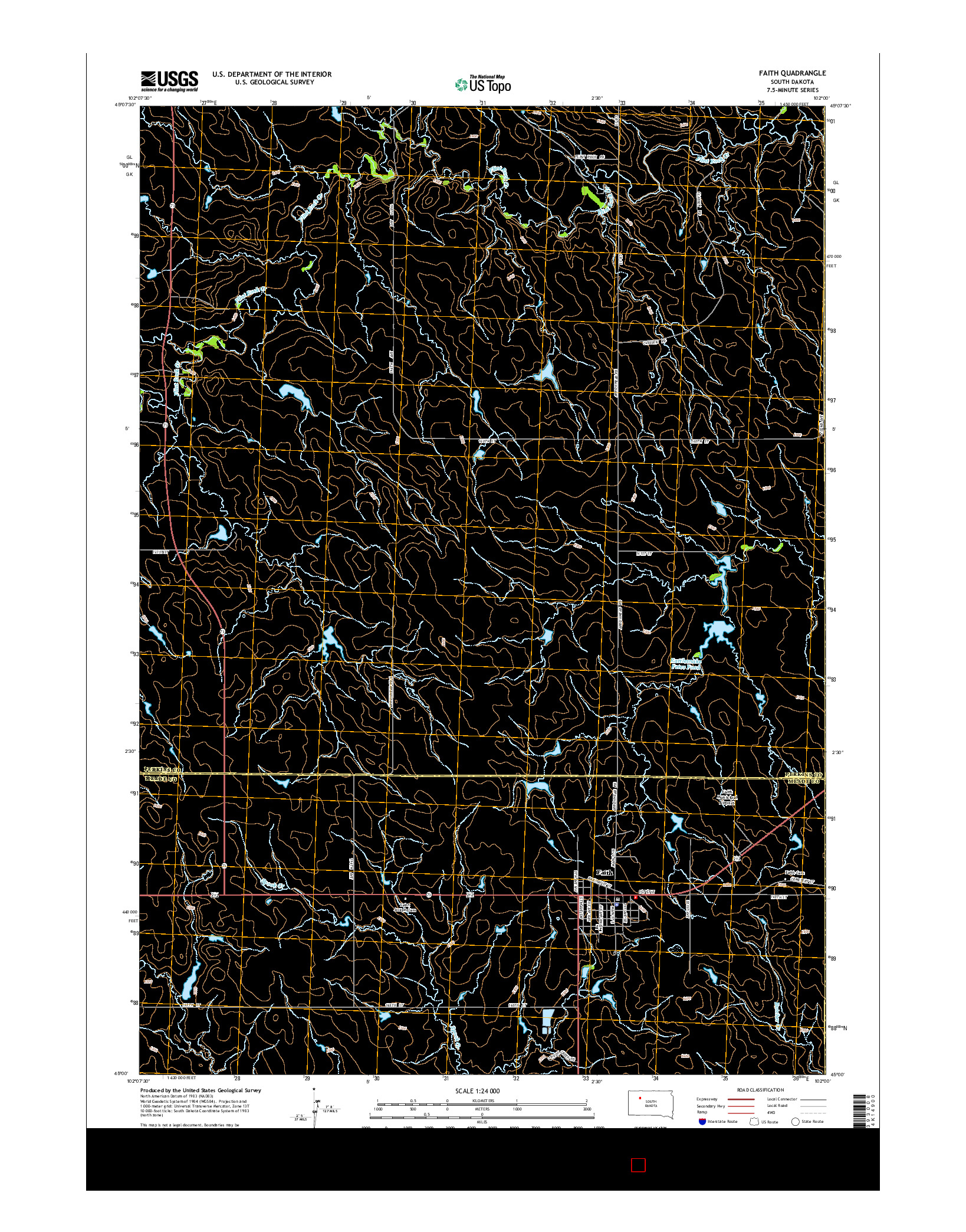 USGS US TOPO 7.5-MINUTE MAP FOR FAITH, SD 2015