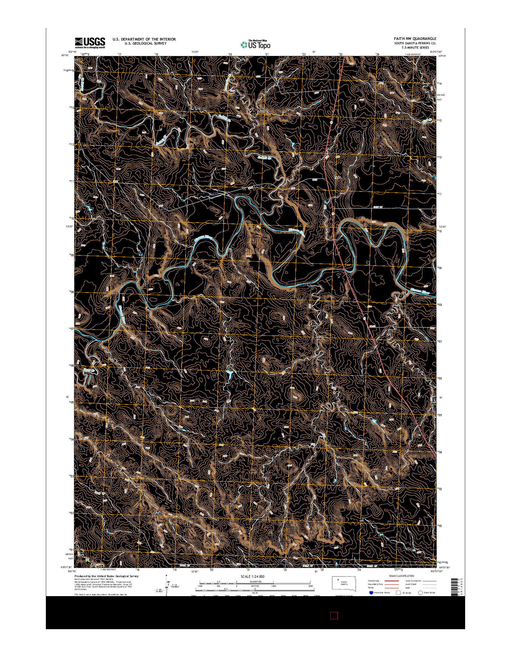 USGS US TOPO 7.5-MINUTE MAP FOR FAITH NW, SD 2015