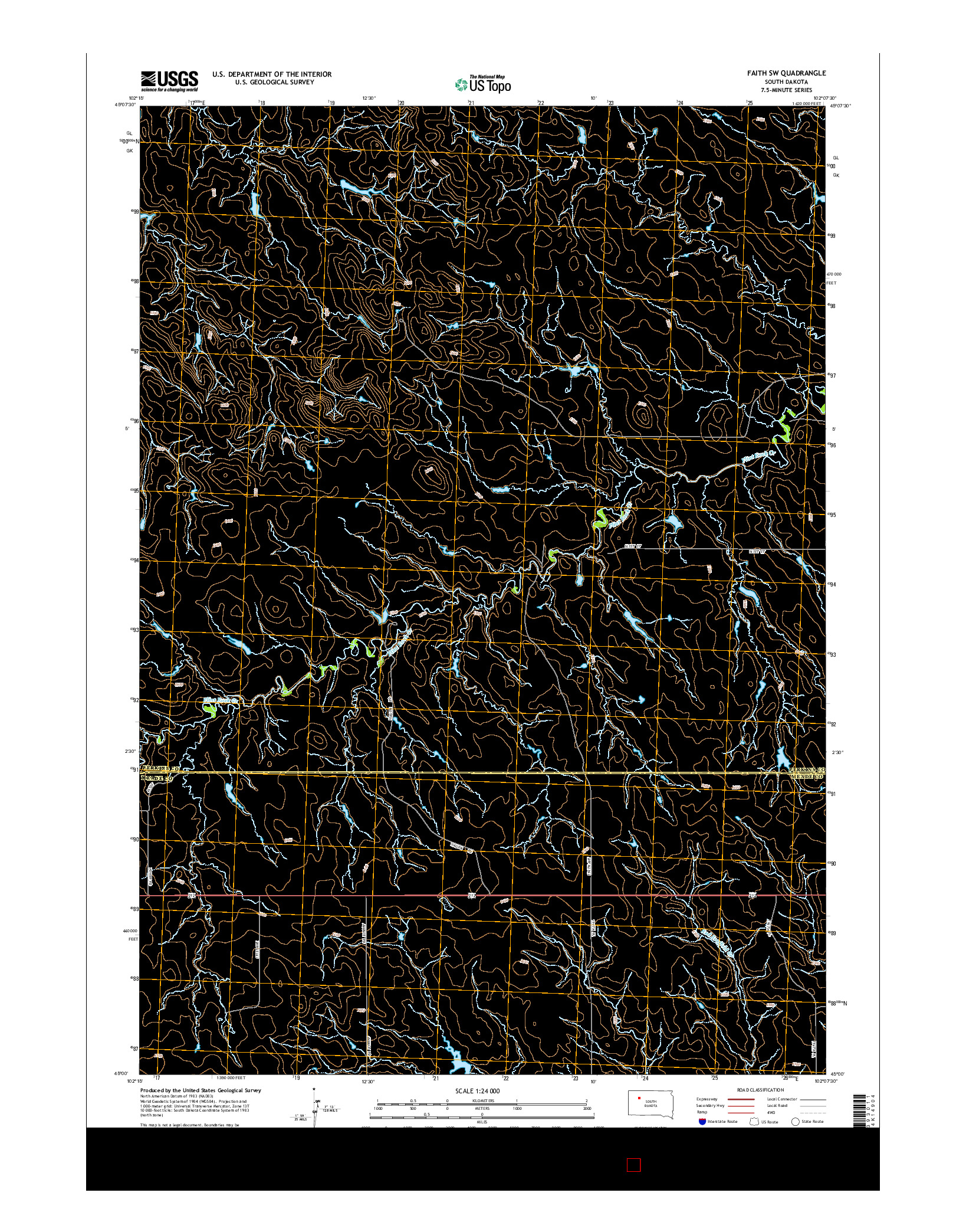 USGS US TOPO 7.5-MINUTE MAP FOR FAITH SW, SD 2015