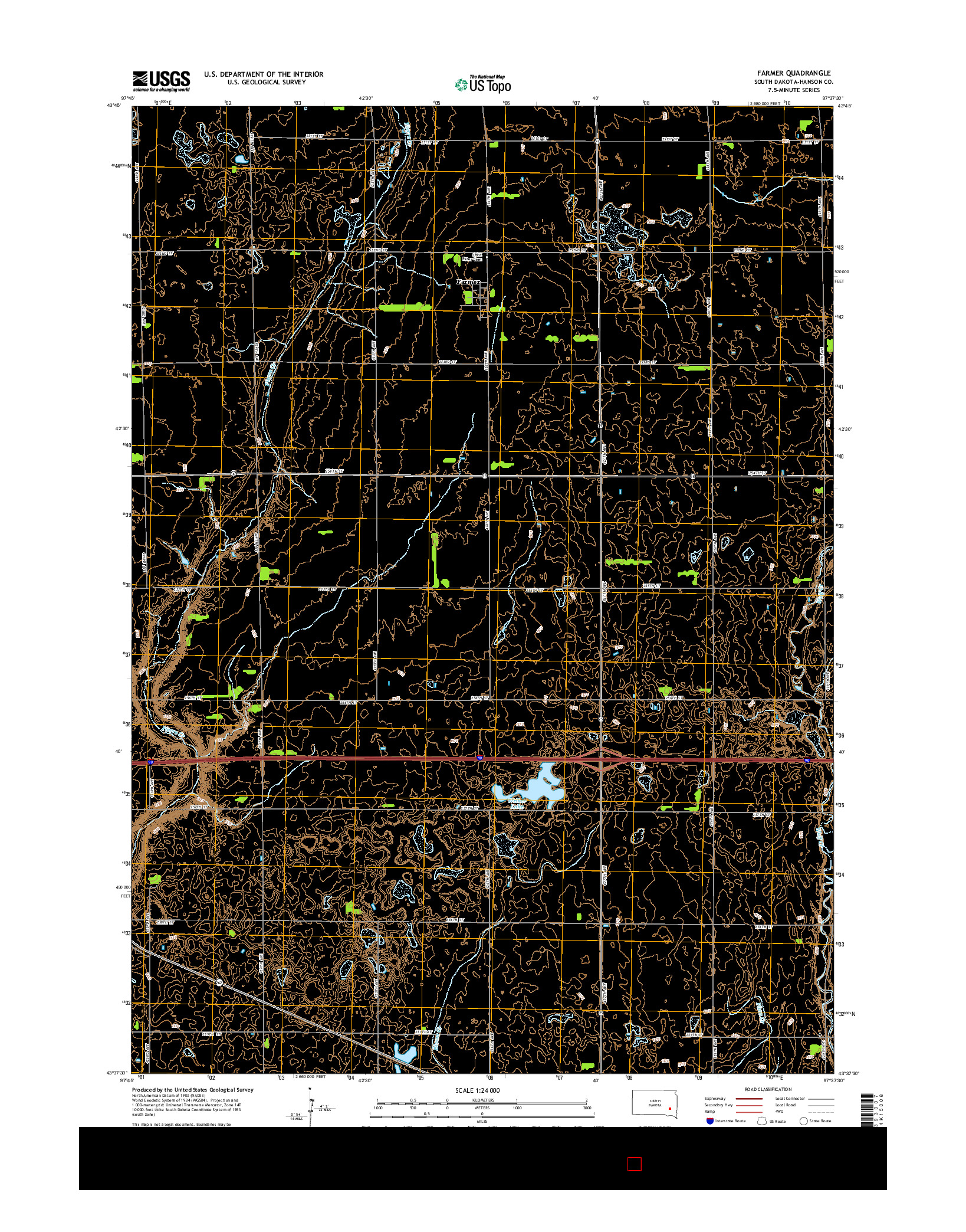 USGS US TOPO 7.5-MINUTE MAP FOR FARMER, SD 2015