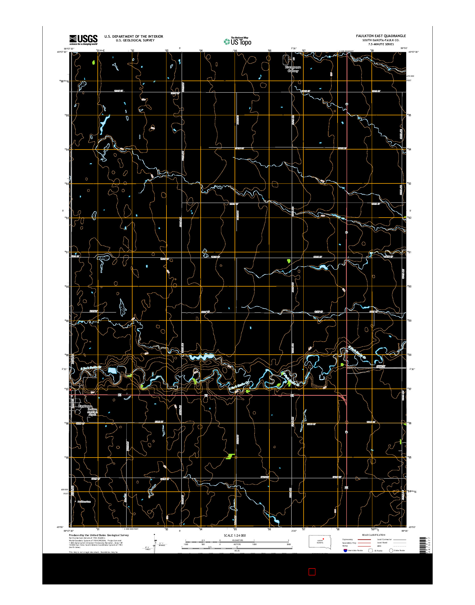 USGS US TOPO 7.5-MINUTE MAP FOR FAULKTON EAST, SD 2015