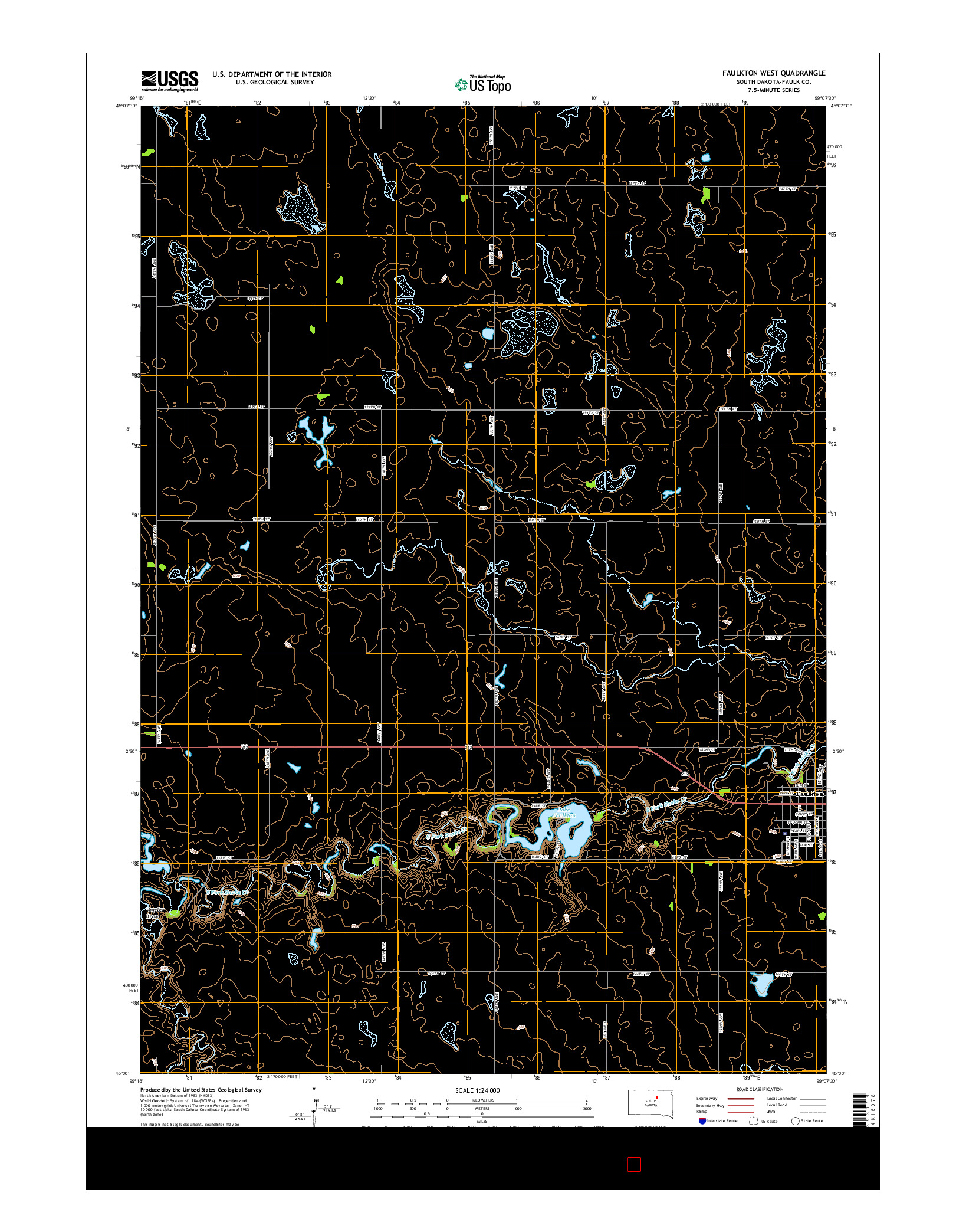 USGS US TOPO 7.5-MINUTE MAP FOR FAULKTON WEST, SD 2015