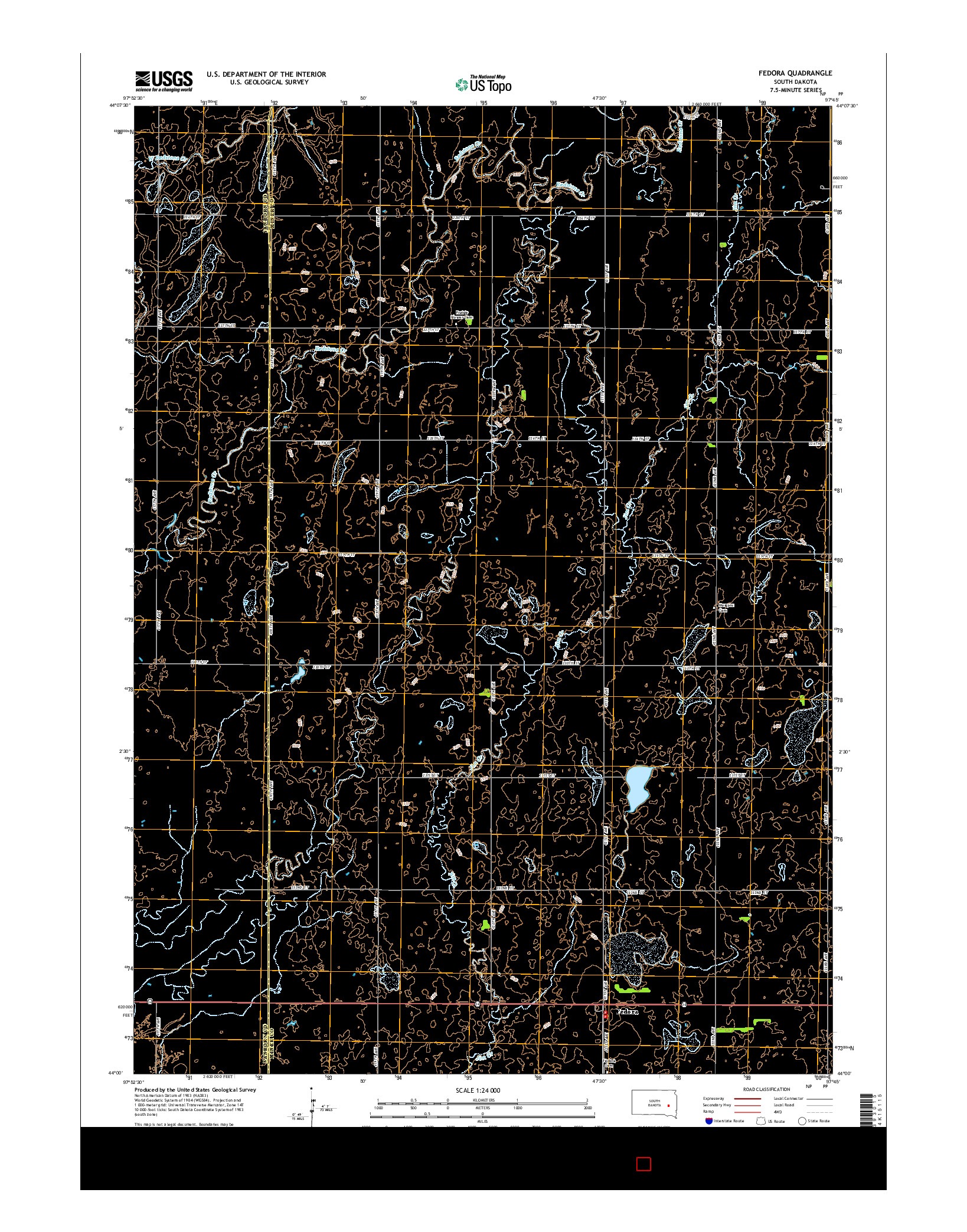 USGS US TOPO 7.5-MINUTE MAP FOR FEDORA, SD 2015