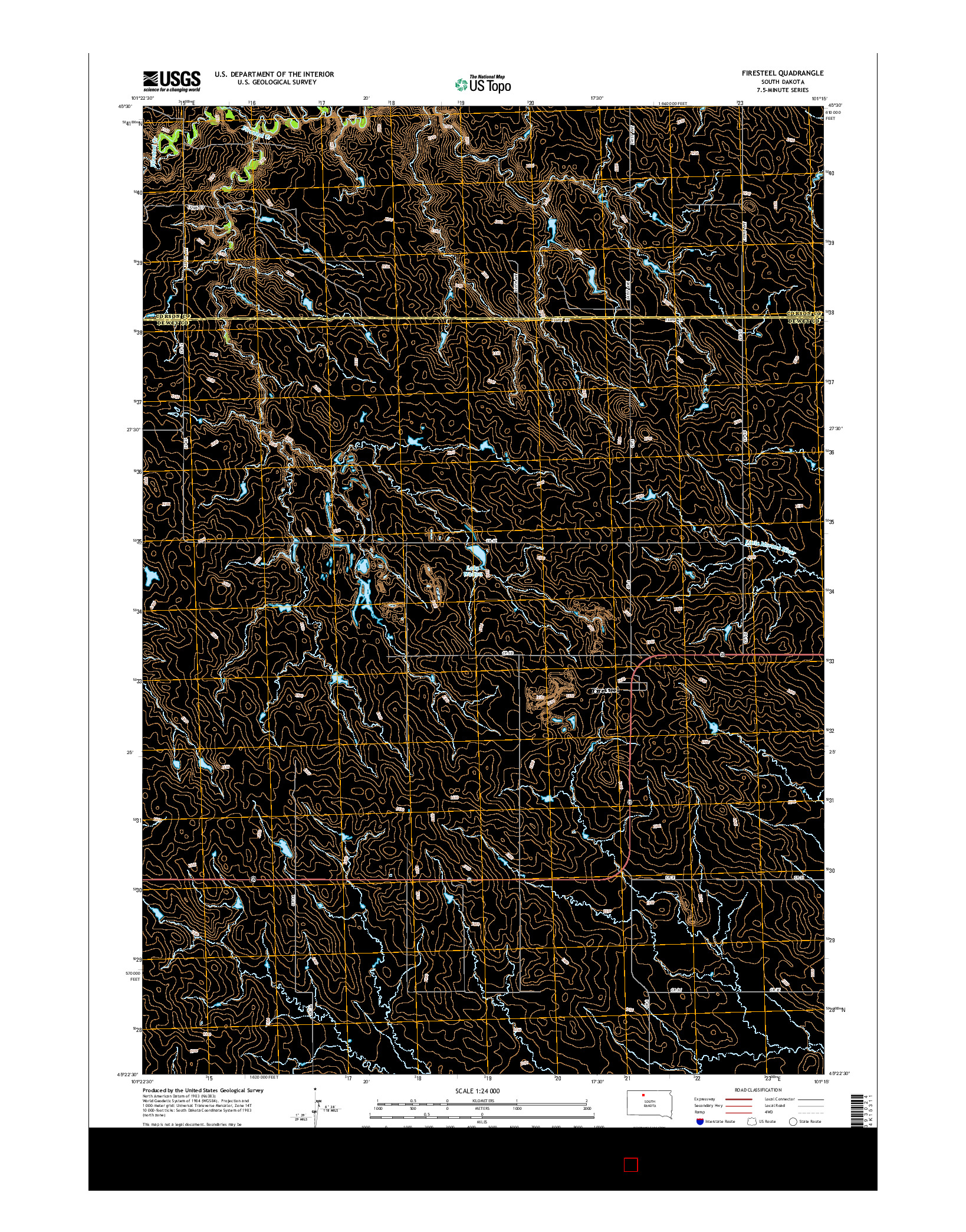 USGS US TOPO 7.5-MINUTE MAP FOR FIRESTEEL, SD 2015