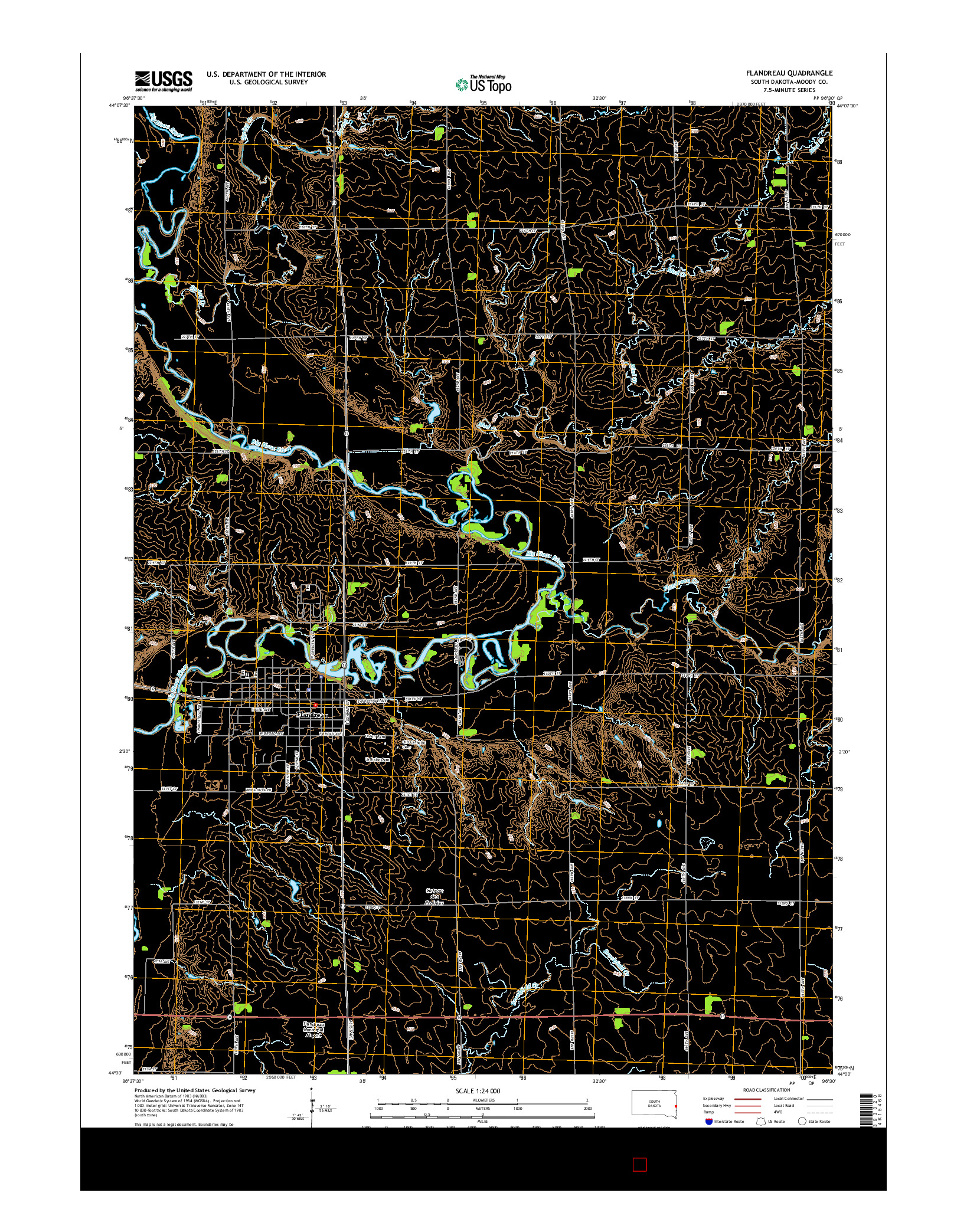 USGS US TOPO 7.5-MINUTE MAP FOR FLANDREAU, SD 2015