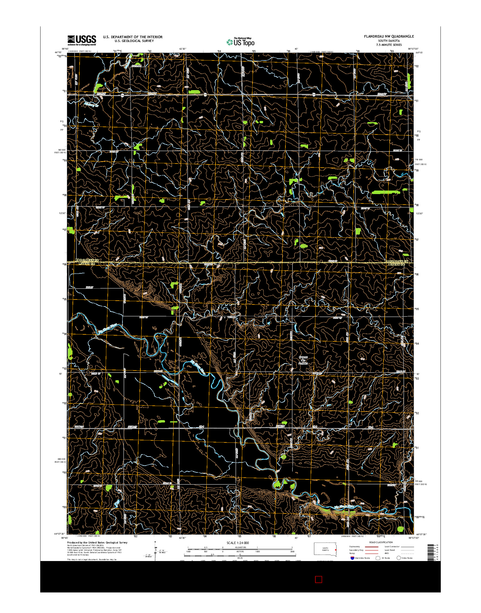 USGS US TOPO 7.5-MINUTE MAP FOR FLANDREAU NW, SD 2015