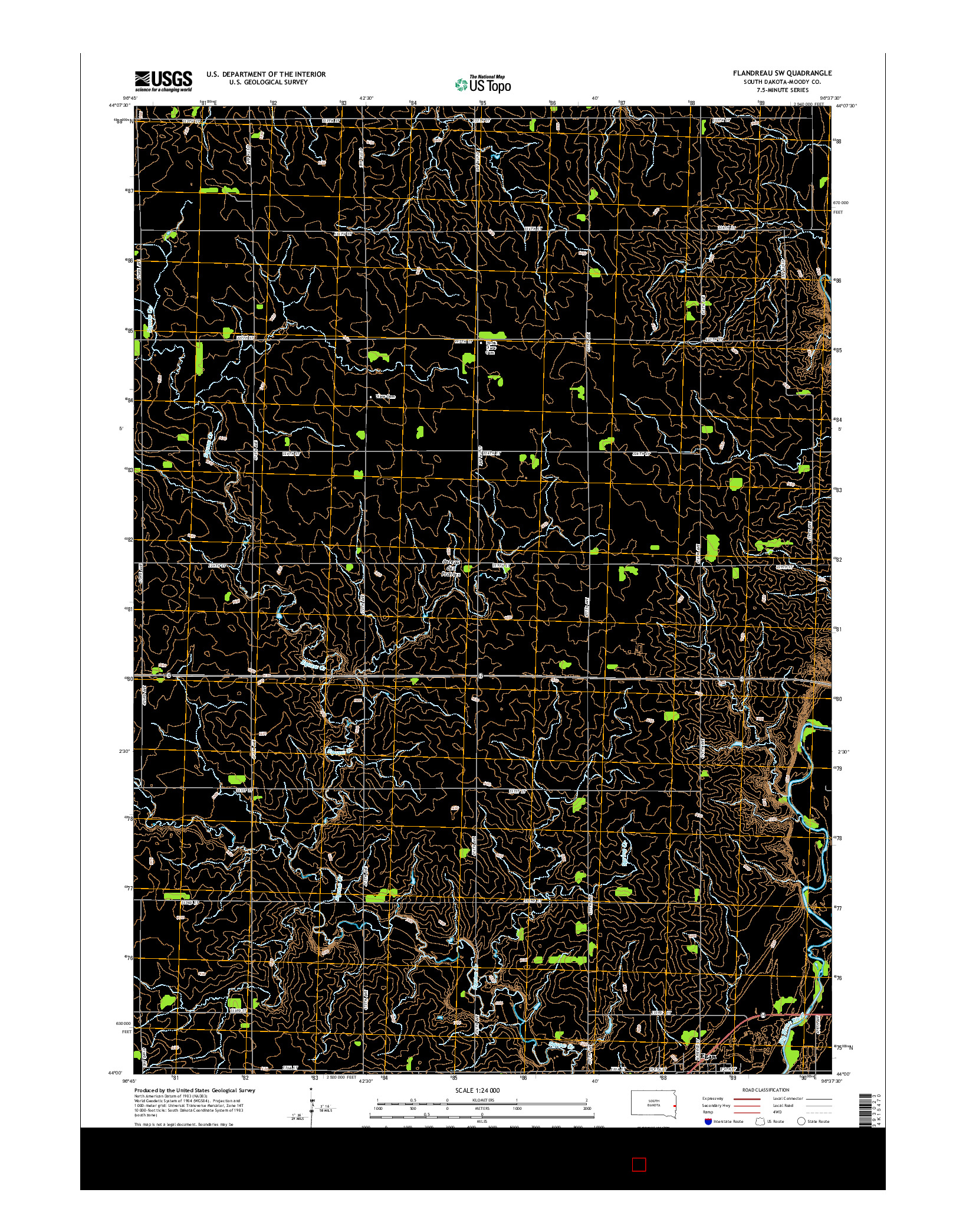 USGS US TOPO 7.5-MINUTE MAP FOR FLANDREAU SW, SD 2015