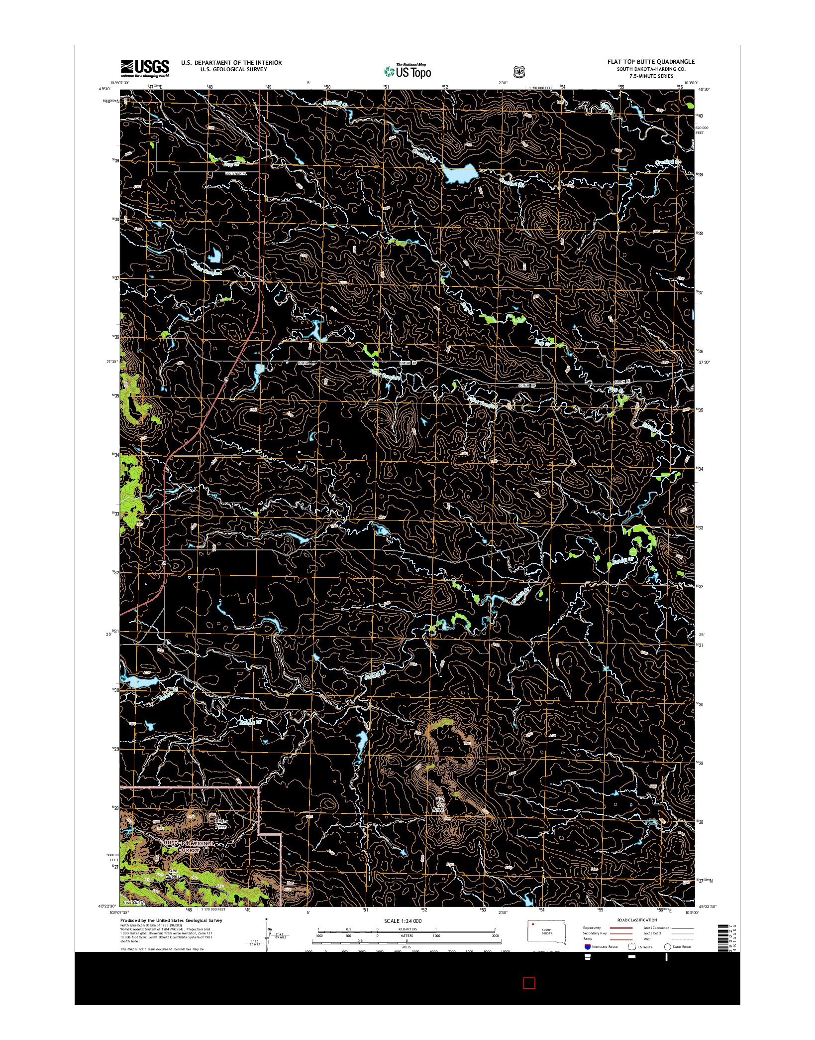 USGS US TOPO 7.5-MINUTE MAP FOR FLAT TOP BUTTE, SD 2015