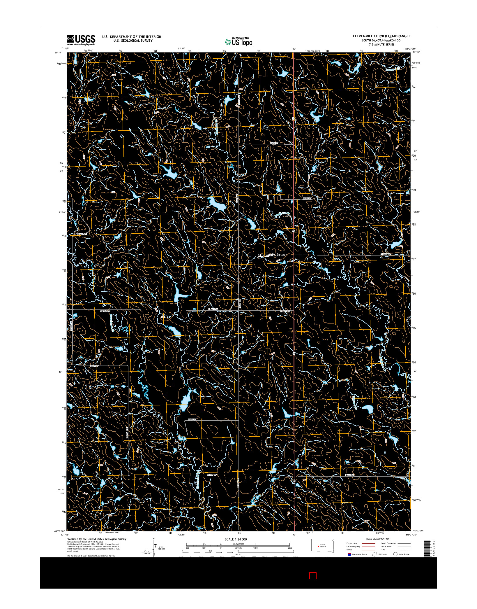 USGS US TOPO 7.5-MINUTE MAP FOR ELEVENMILE CORNER, SD 2015