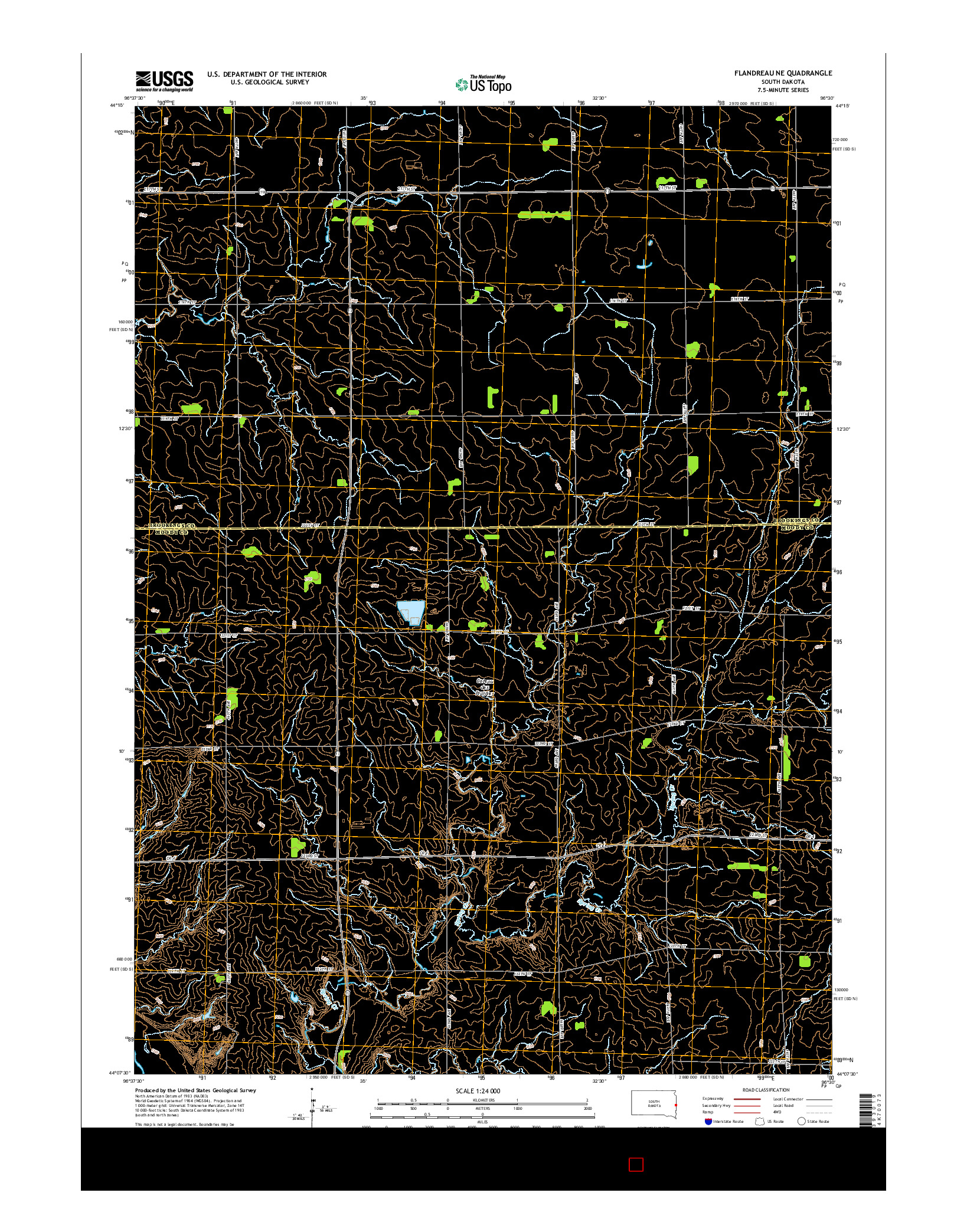 USGS US TOPO 7.5-MINUTE MAP FOR FLANDREAU NE, SD 2015