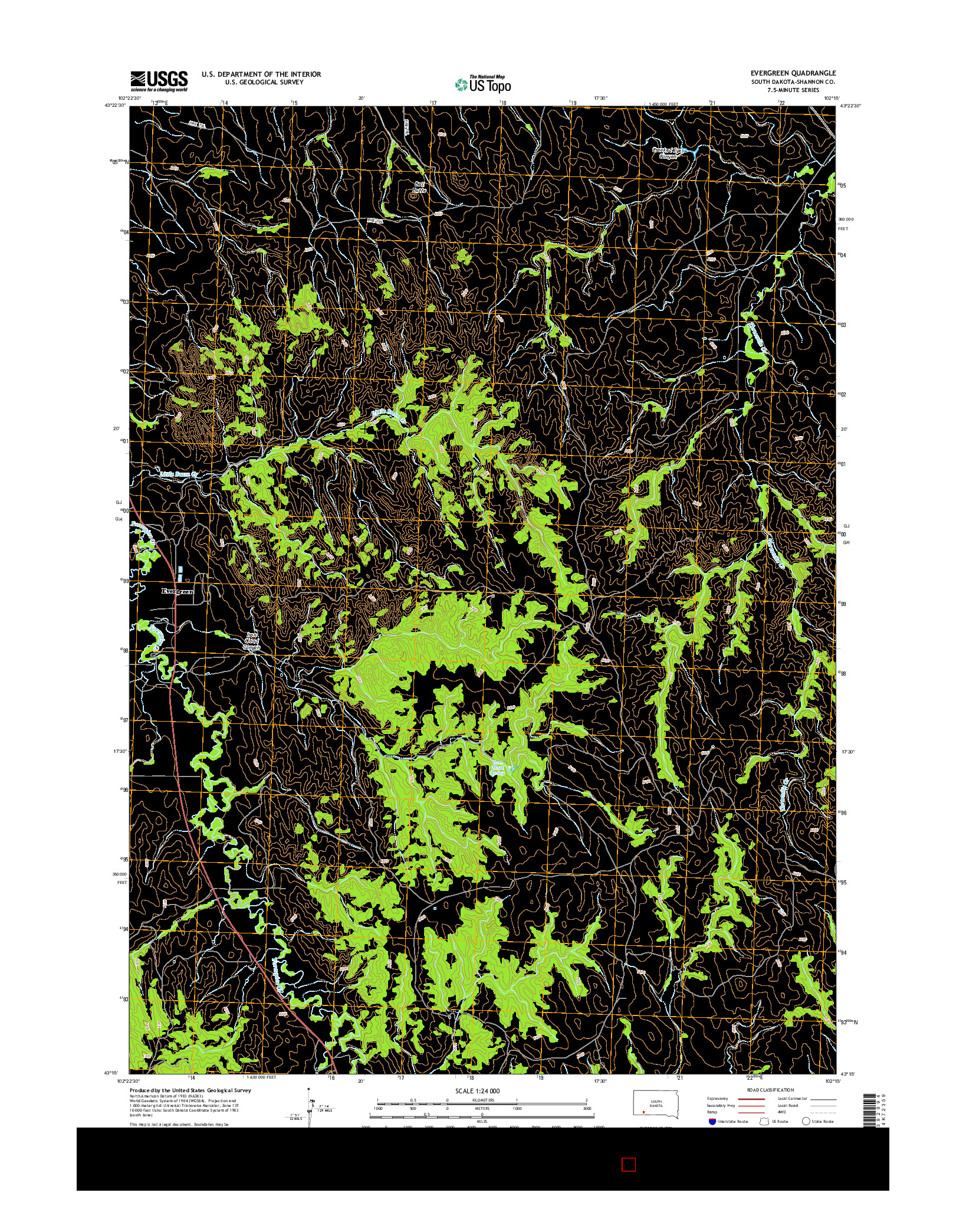 USGS US TOPO 7.5-MINUTE MAP FOR EVERGREEN, SD 2015