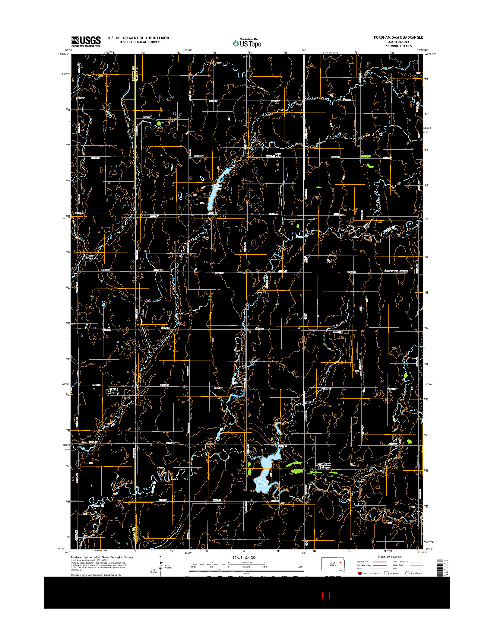 USGS US TOPO 7.5-MINUTE MAP FOR FORDHAM DAM, SD 2015