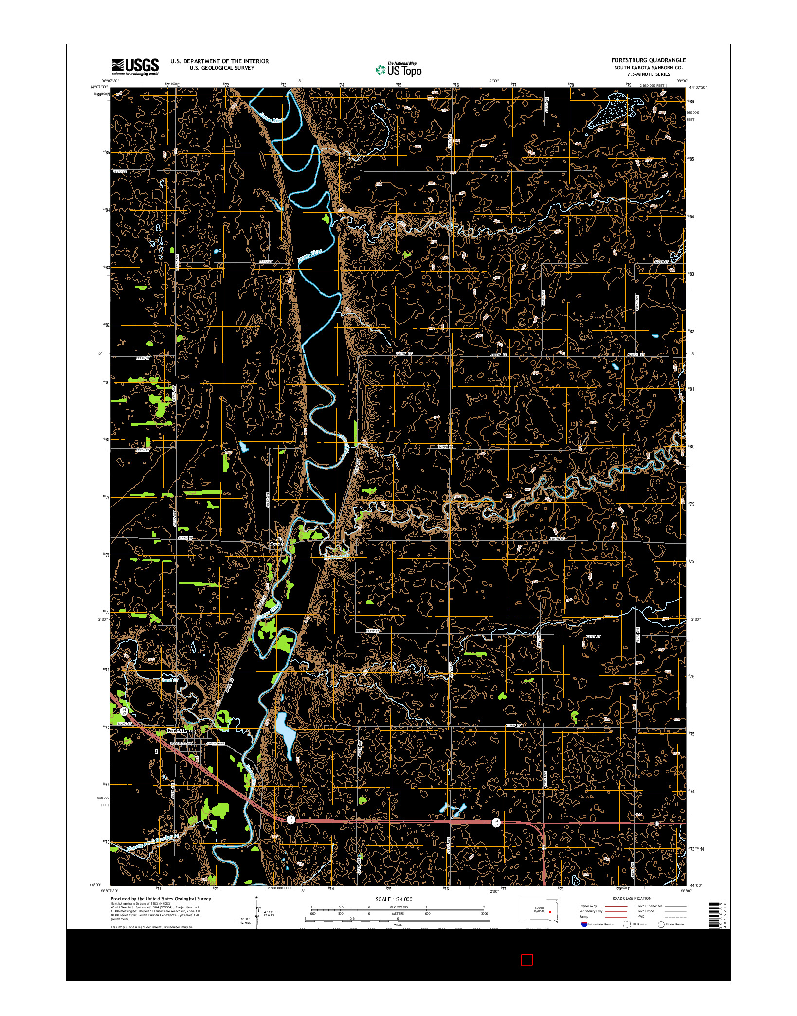 USGS US TOPO 7.5-MINUTE MAP FOR FORESTBURG, SD 2015
