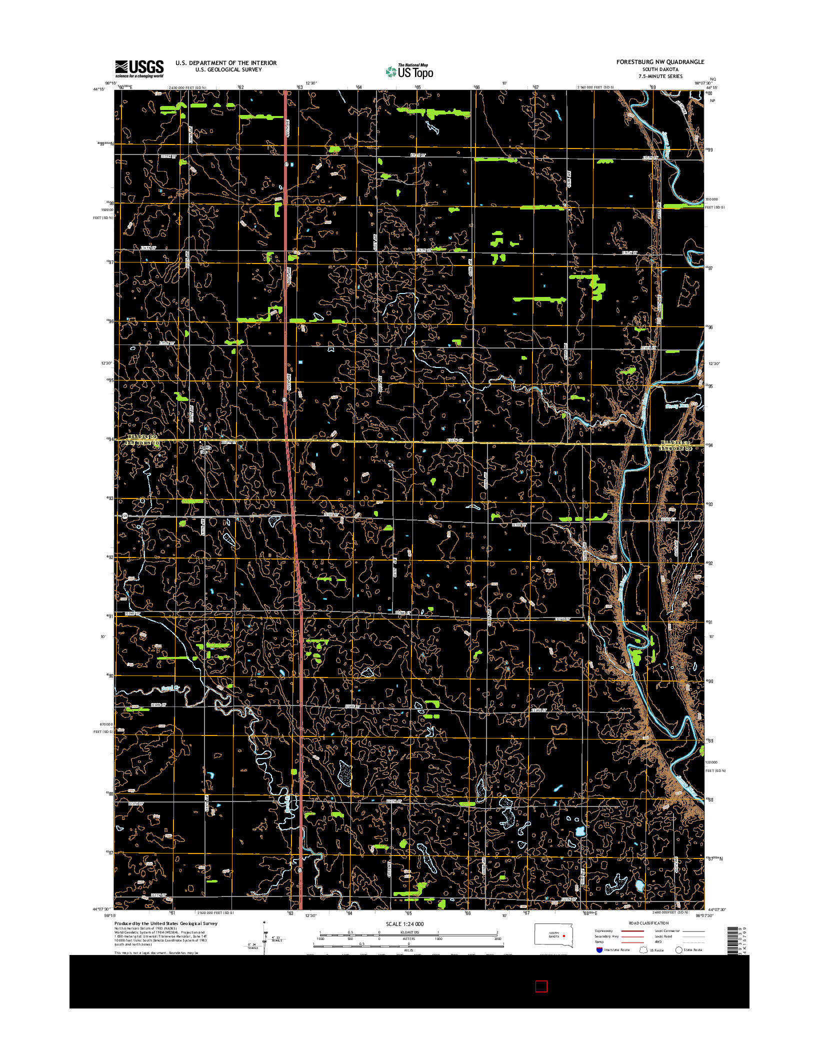 USGS US TOPO 7.5-MINUTE MAP FOR FORESTBURG NW, SD 2015