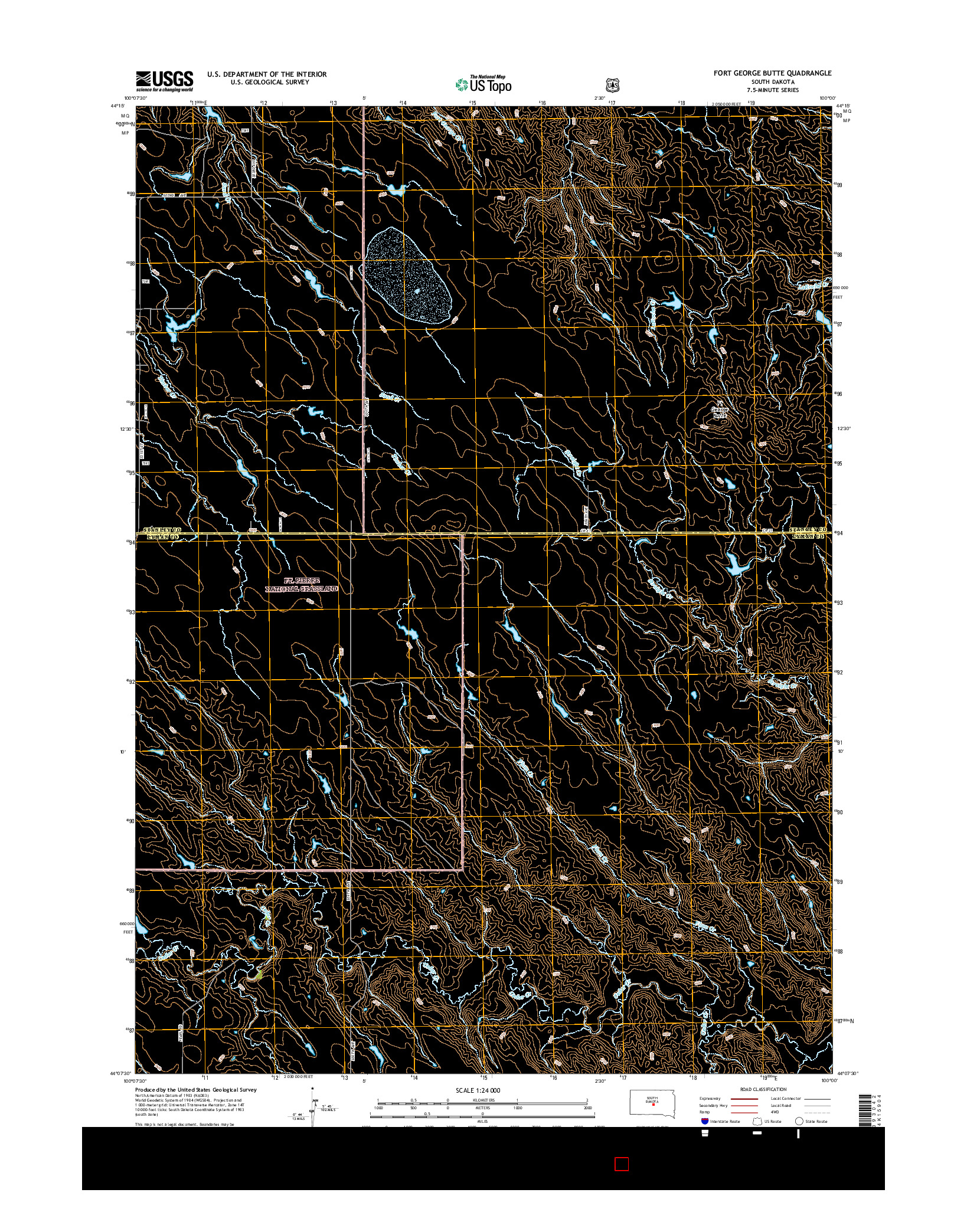 USGS US TOPO 7.5-MINUTE MAP FOR FORT GEORGE BUTTE, SD 2015