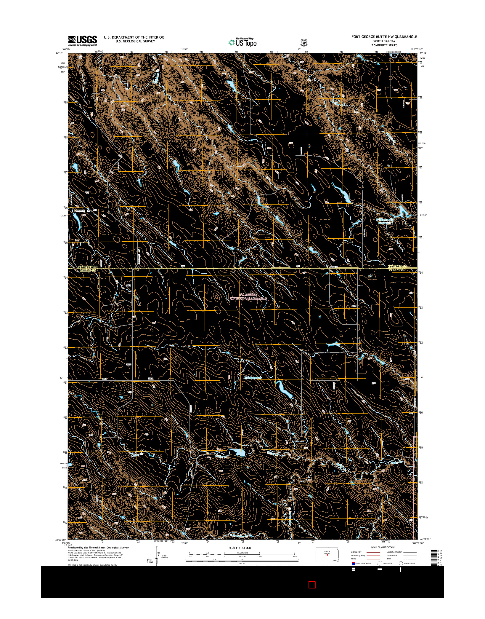 USGS US TOPO 7.5-MINUTE MAP FOR FORT GEORGE BUTTE NW, SD 2015