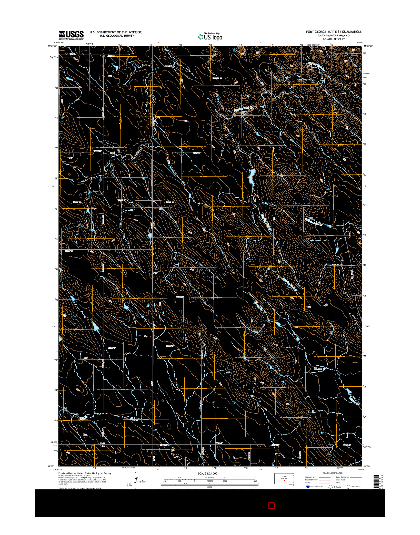 USGS US TOPO 7.5-MINUTE MAP FOR FORT GEORGE BUTTE SE, SD 2015