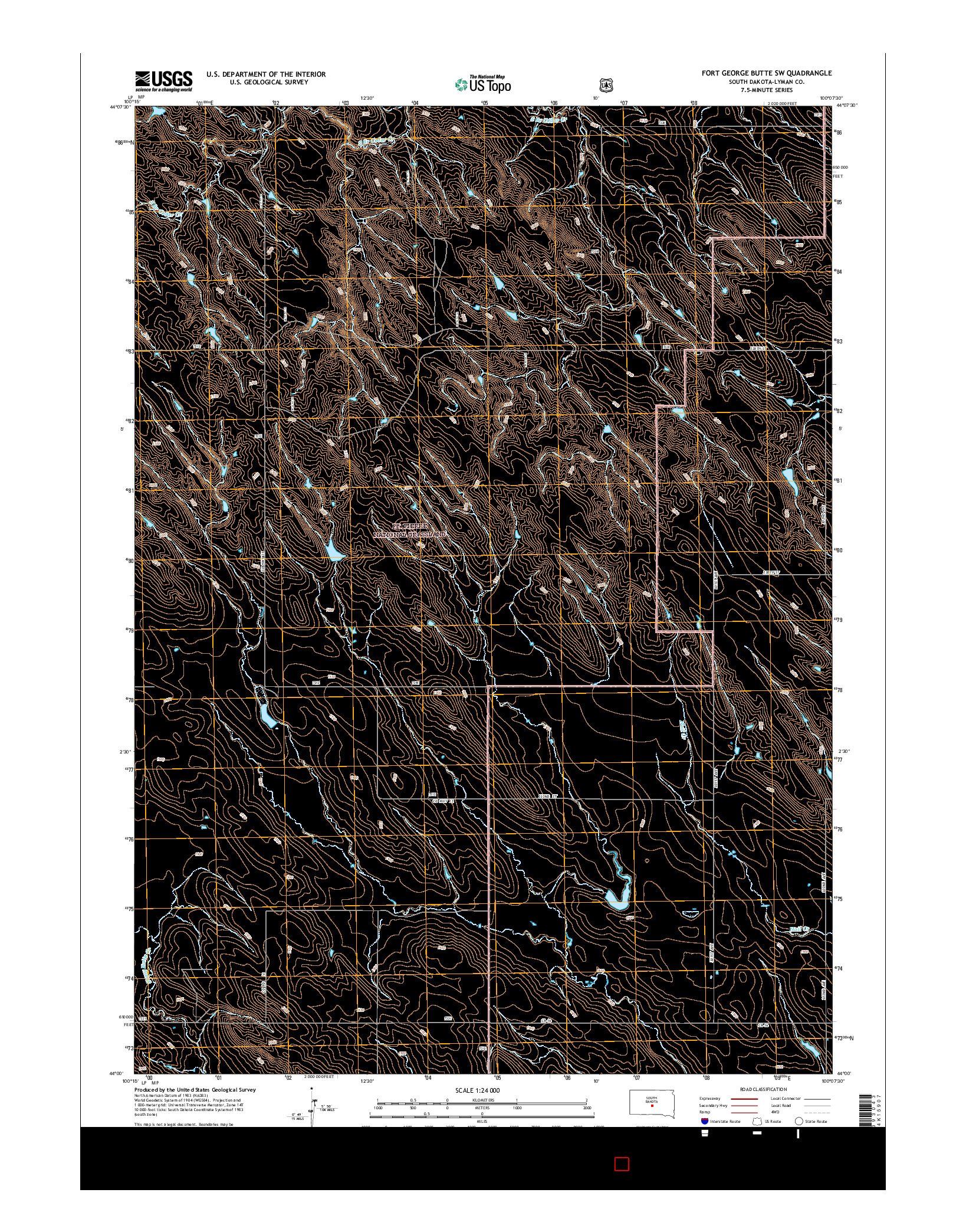 USGS US TOPO 7.5-MINUTE MAP FOR FORT GEORGE BUTTE SW, SD 2015