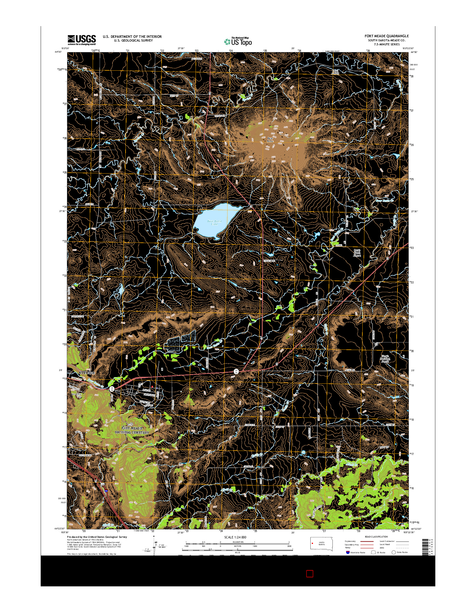 USGS US TOPO 7.5-MINUTE MAP FOR FORT MEADE, SD 2015
